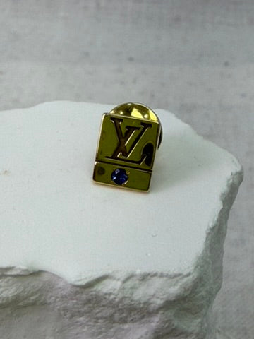 Louis Vuitton 14k Yellow Gold & Blue Stone Lapel Pin