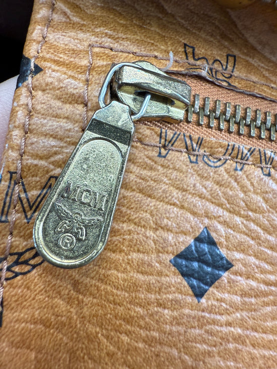 MCM Cognac Leather Visetos Shopper Tote