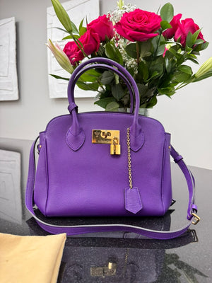 Louis Vuitton Purple Grained Leather Milla Bag MM
