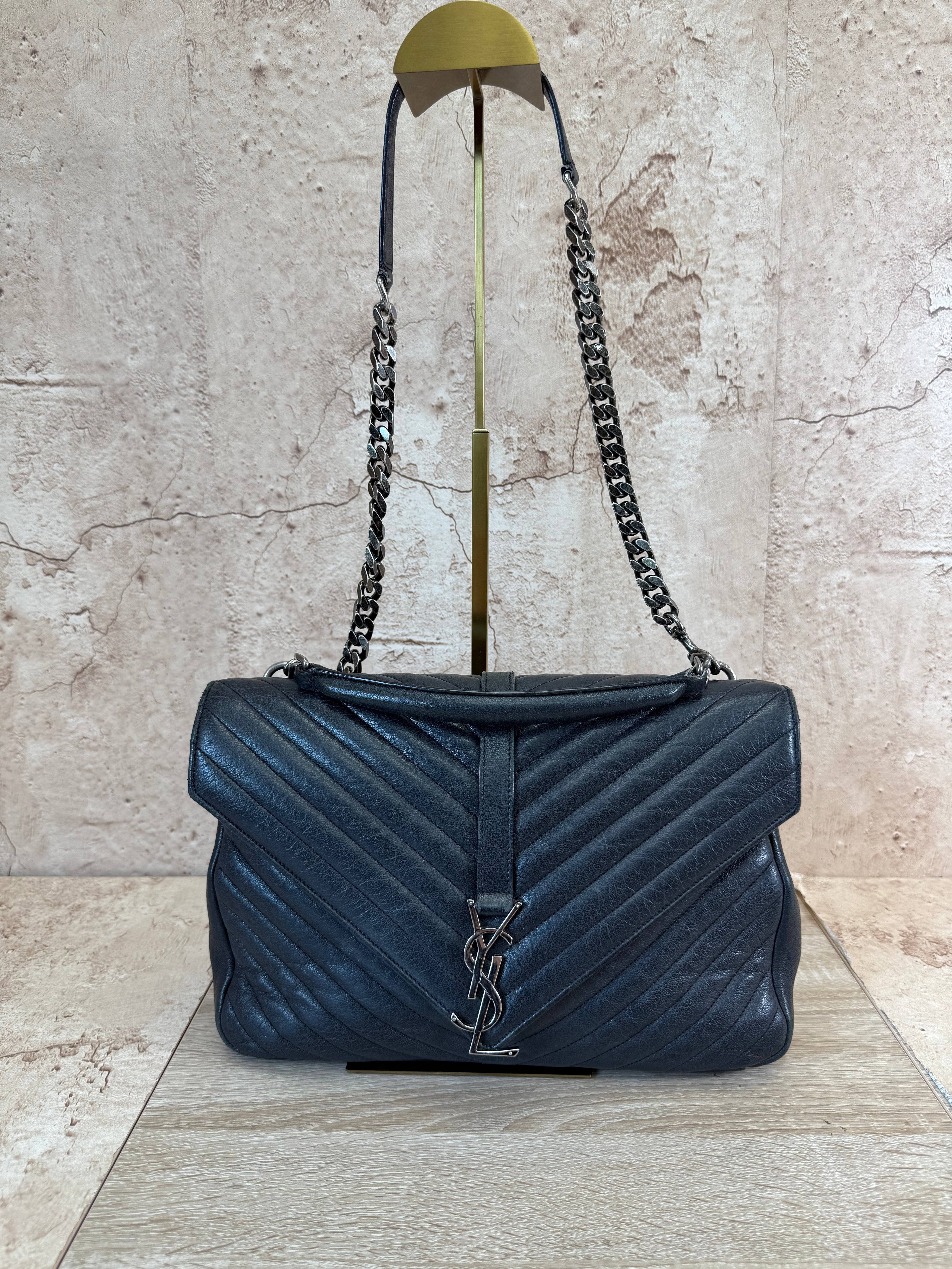 Saint Laurent YSL Black Leather Shoulder Bag
