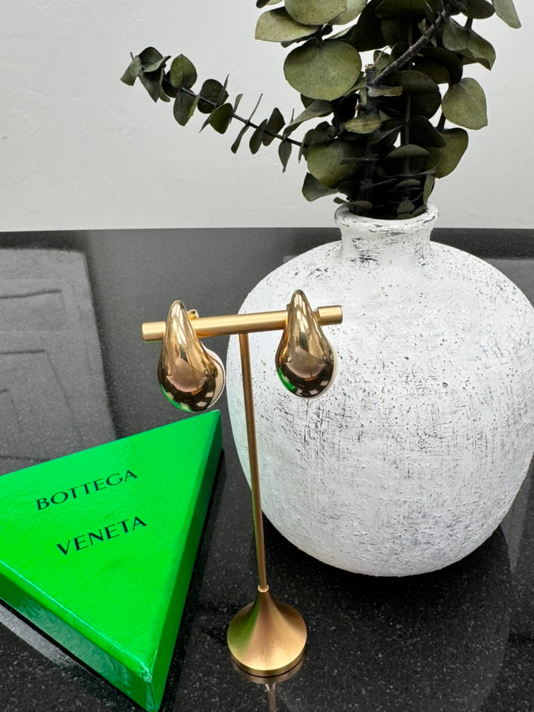 Bottega Veneta Gold Tone Drop Earrings