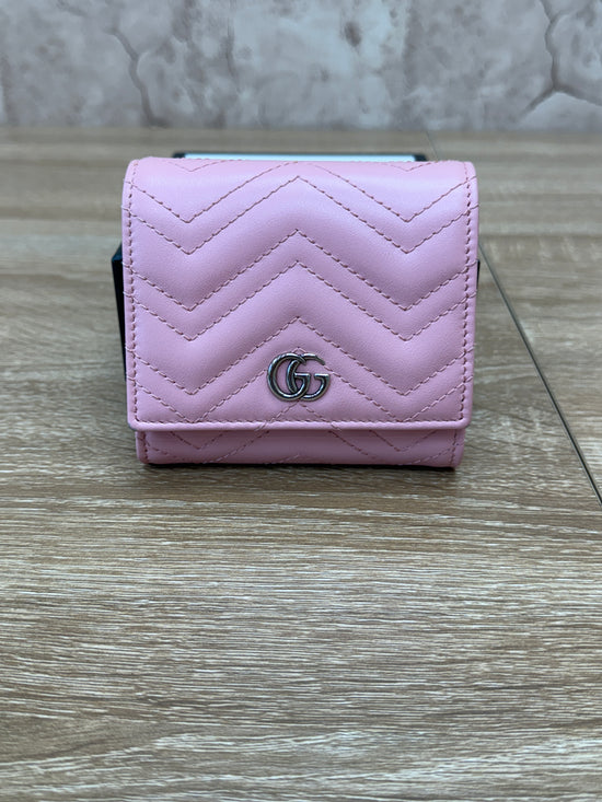 Gucci Pink Quilted Leather Marmont Compact Wallet
