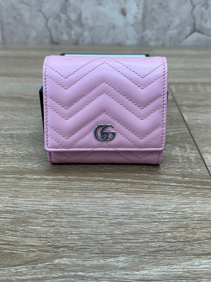 Gucci Pink Quilted Leather Marmont Compact Wallet