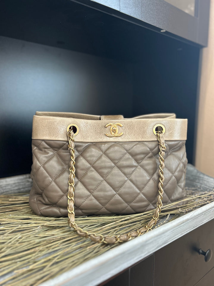 Chanel Brown Calfskin Large Soft Elegance Tote