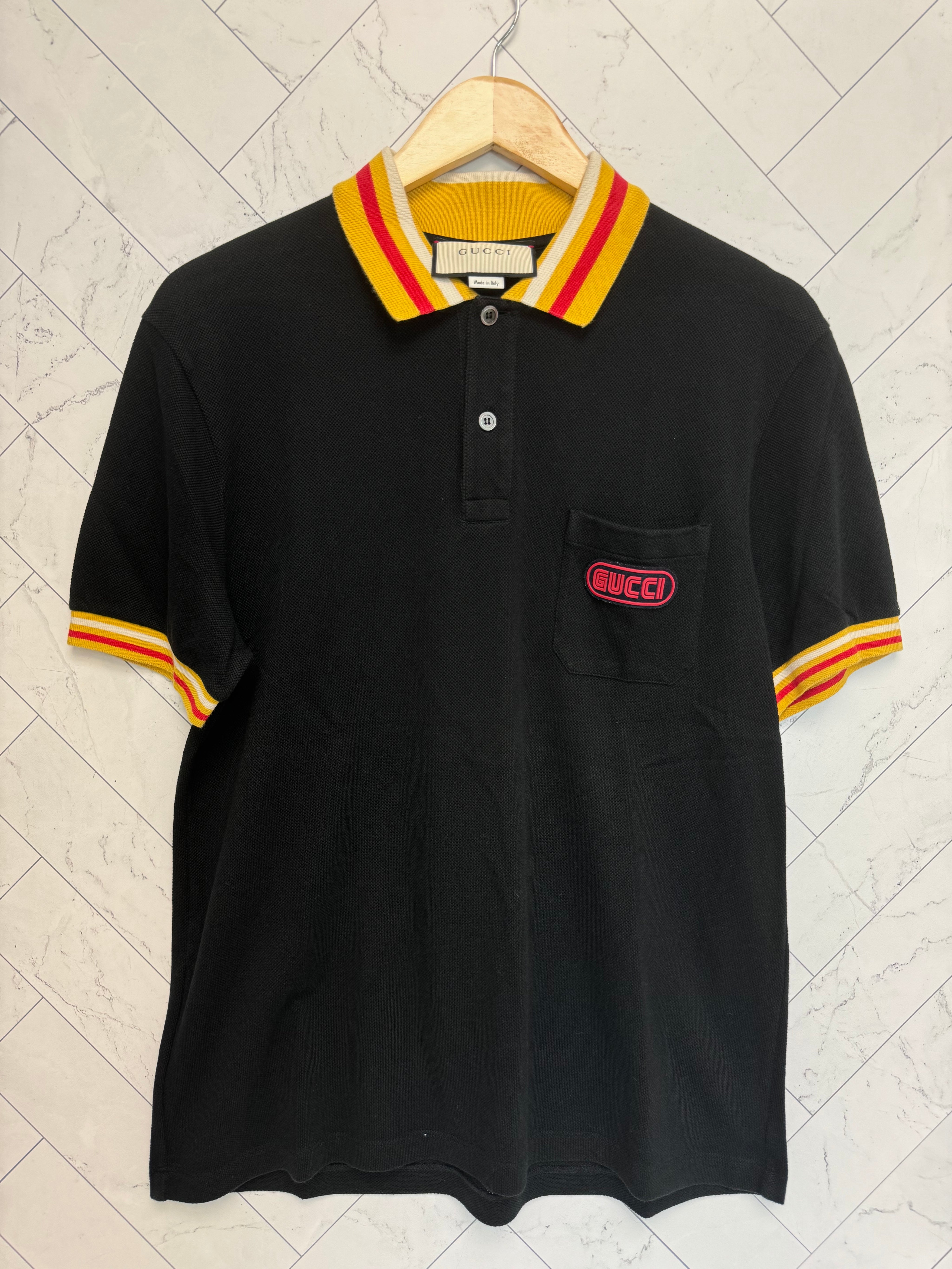 Gucci Black & Yellow Polo Size Large