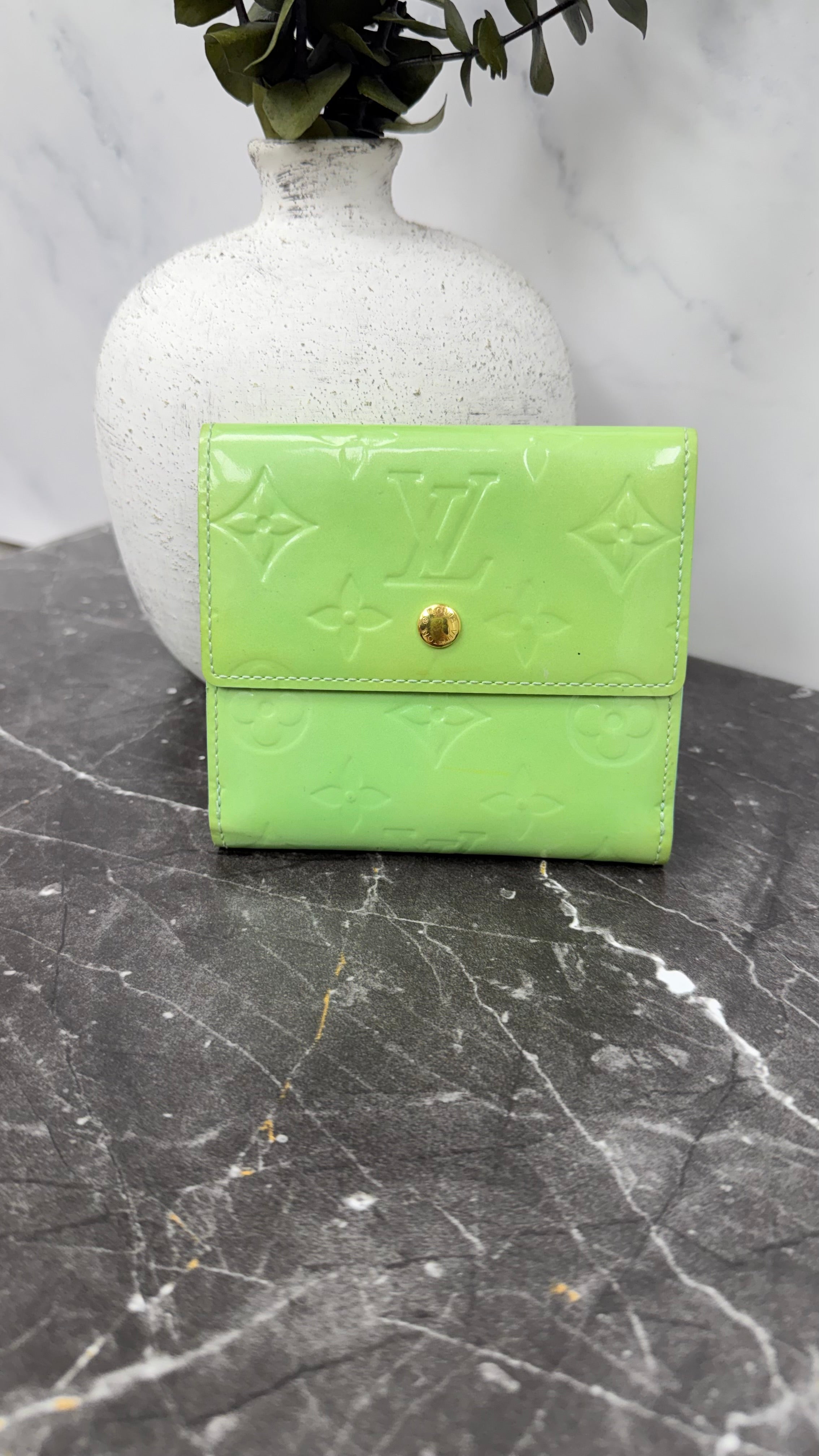 Louis Vuitton Green Vernis Elise Wallet