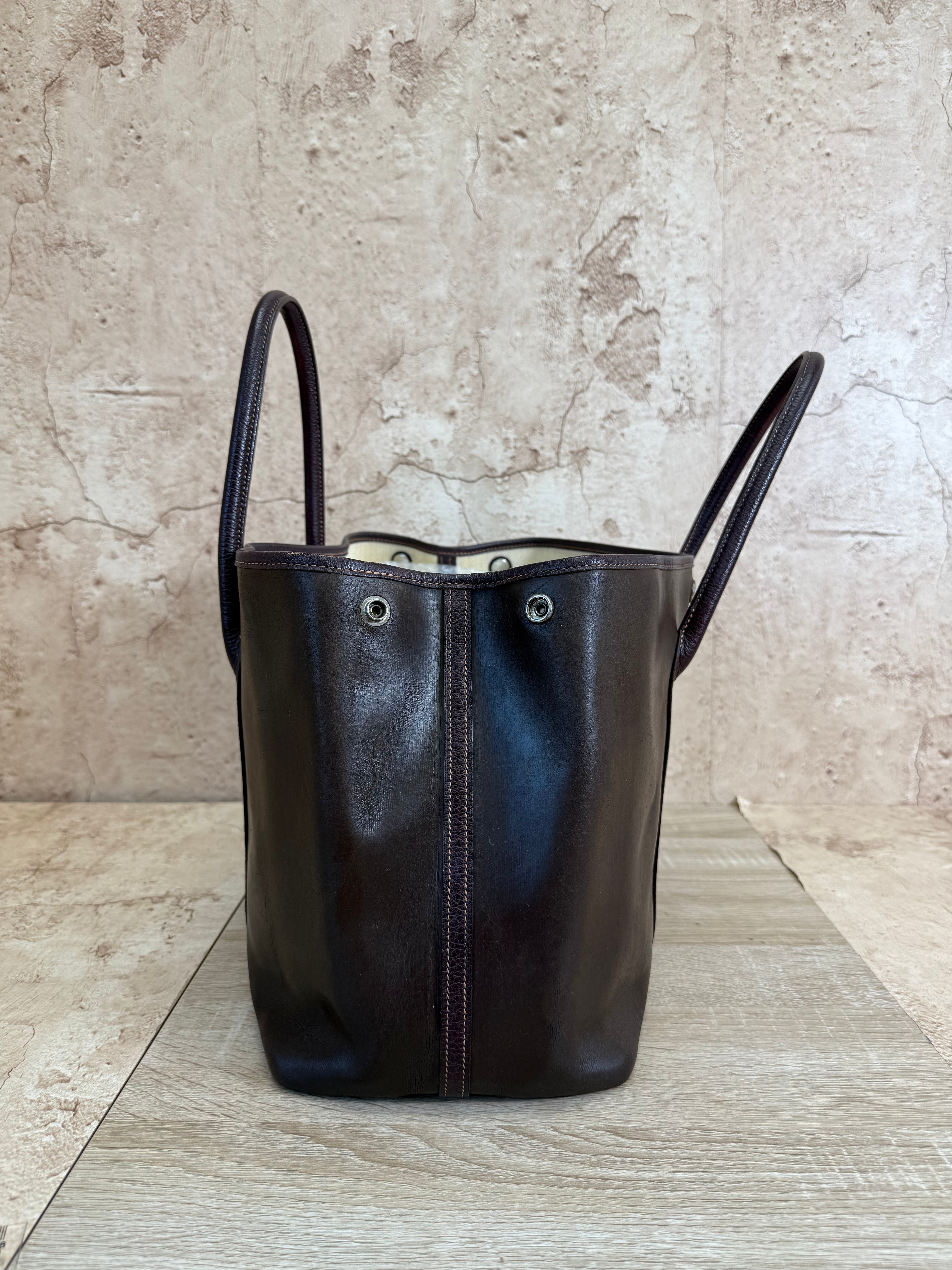 Hermes Brown Leather Garden Party PM Tote
