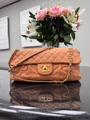 Chanel Iridescent Peach Quilted Coco Pleats Flap Bag