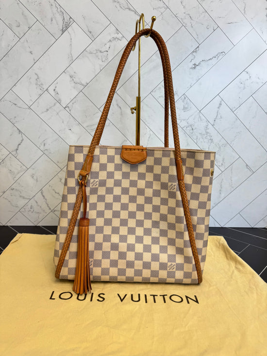 Louis Vuitton Damier Azur Propriano Braided Tote Shoulder Bag