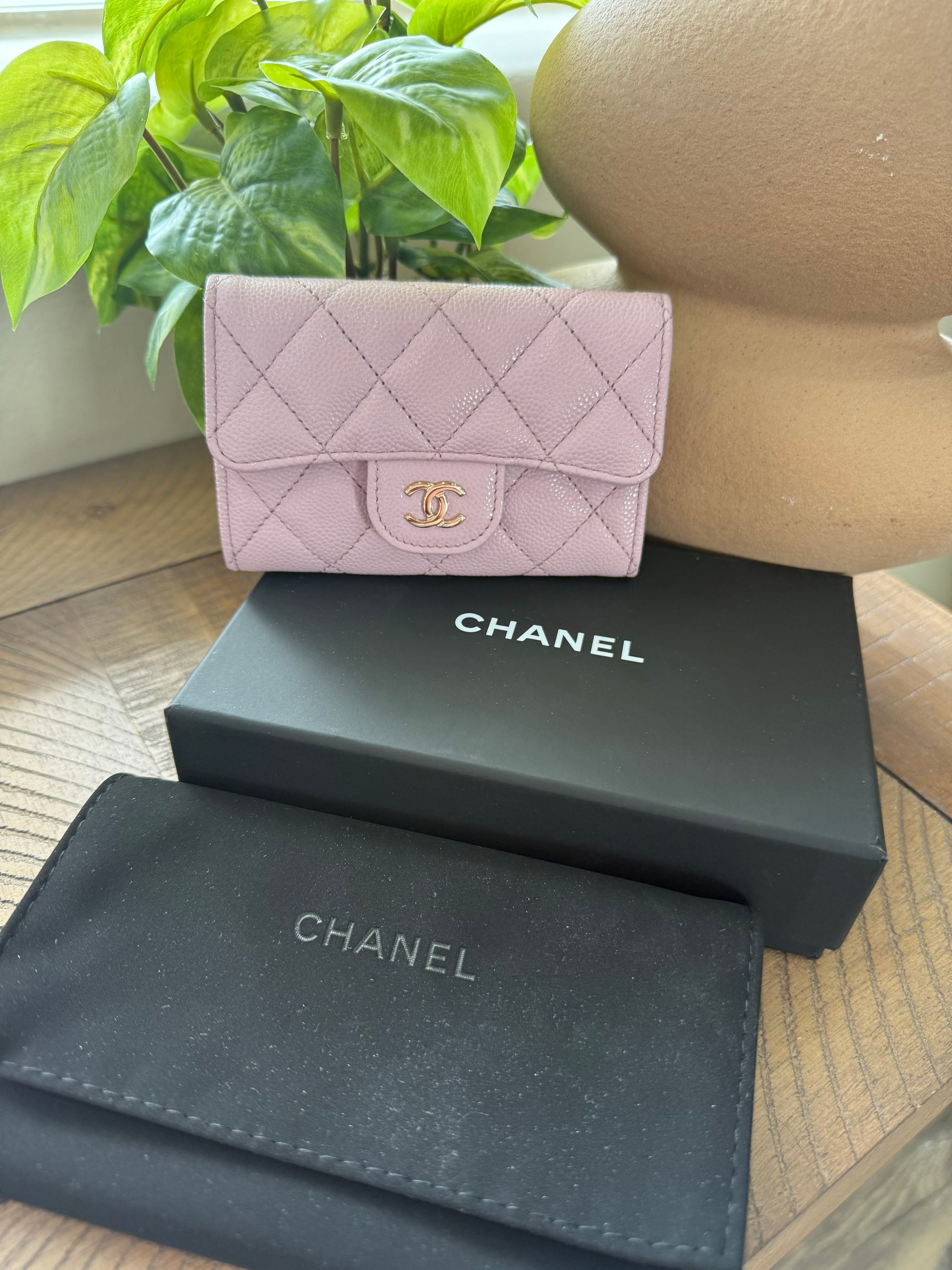 Chanel Lilac Caviar Leather Card Case