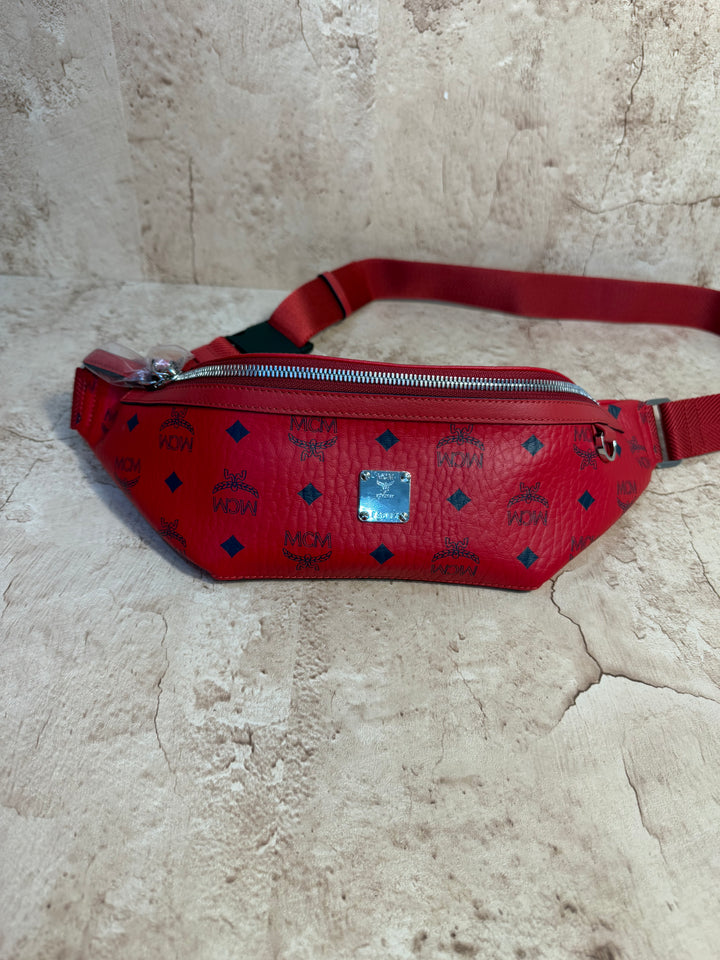 BRAND NEW- MCM Candy Red Leather Bum Bag