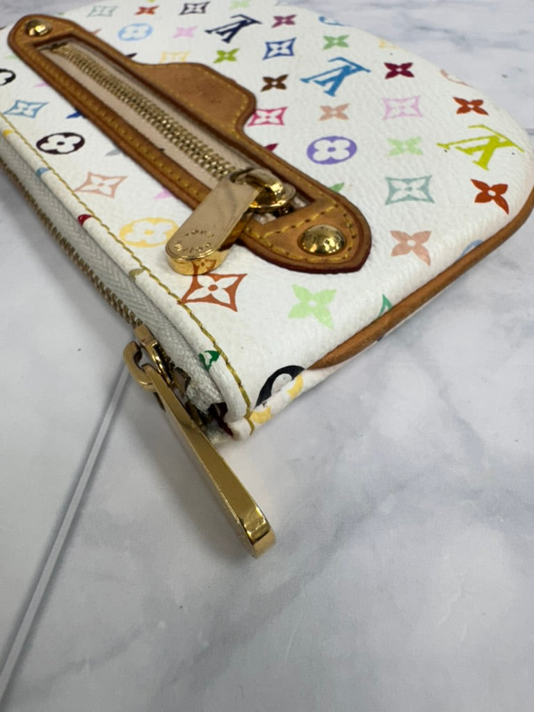 Louis Vuitton White Multicolor Pochette Plate MM Cles