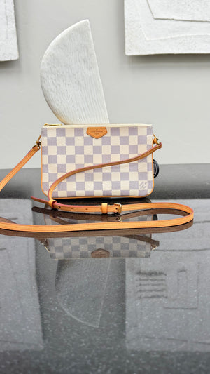 *DONS DROP* Louis Vuitton Damier Azur & Pink Double Zip Crossbody