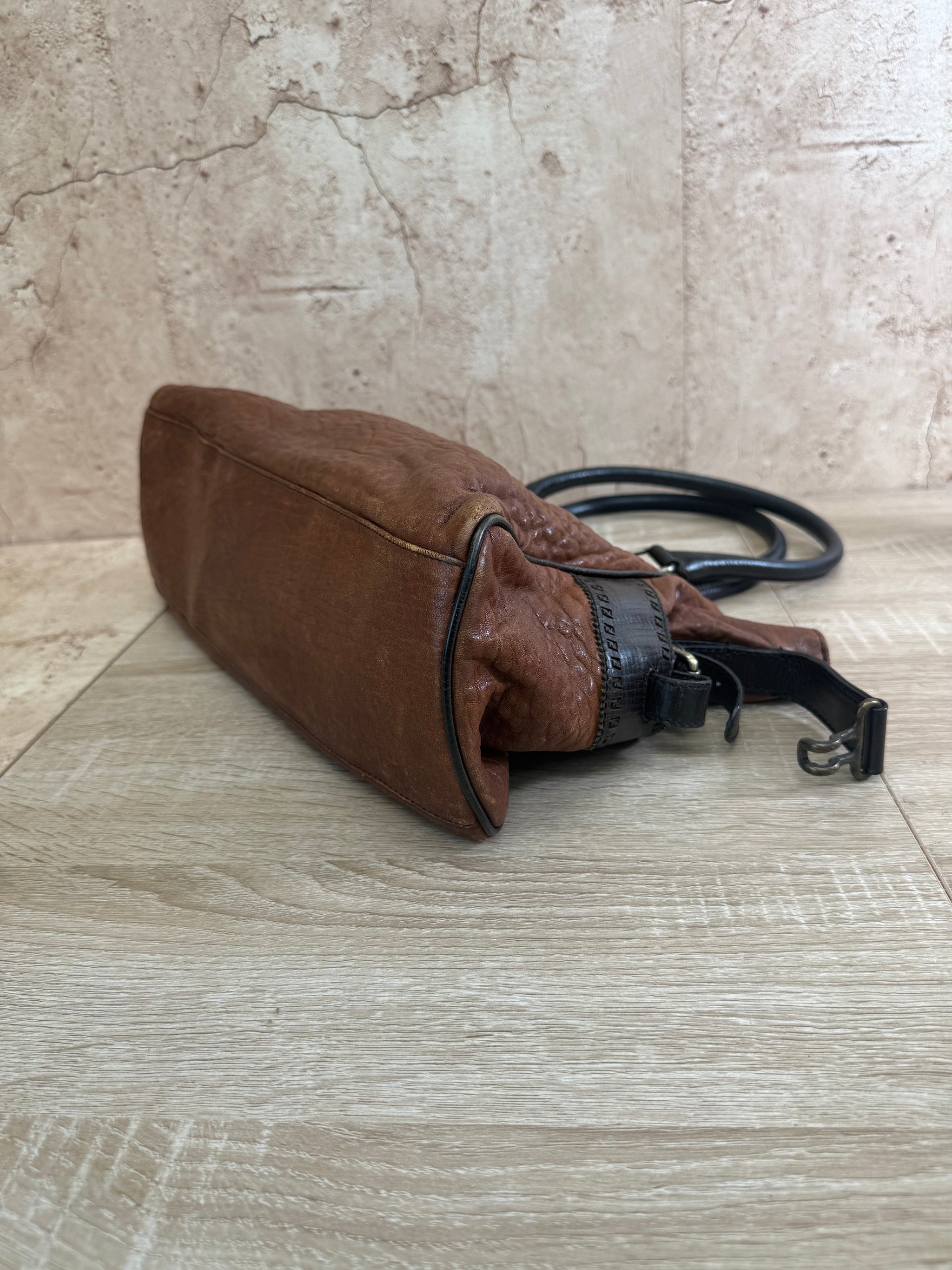 Fendi Brown Leather Etniko Shoulder Bag