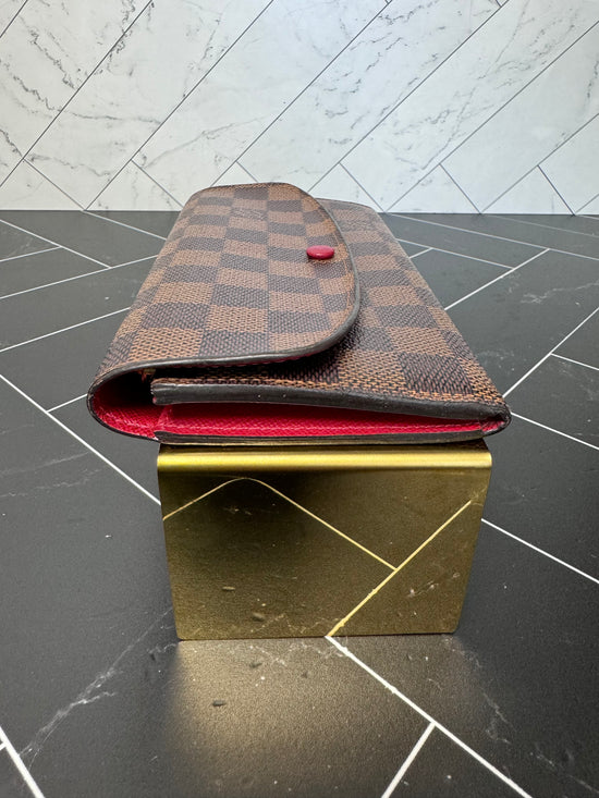 Louis Vuitton Damier Ebene & Red Emilie Wallet