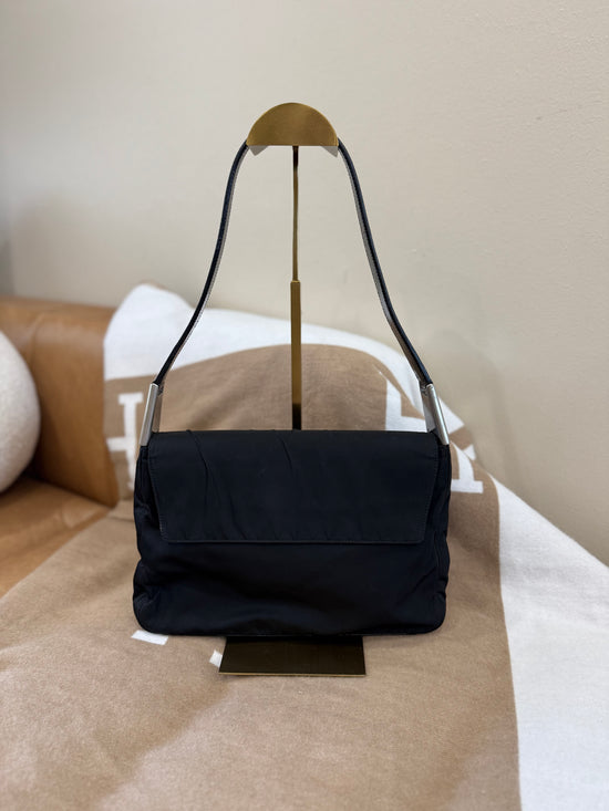 Prada Black Nylon & Leather Shoulder Bag