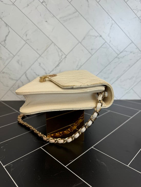 Chanel Thread Around Quilted Caviar Flap Bag