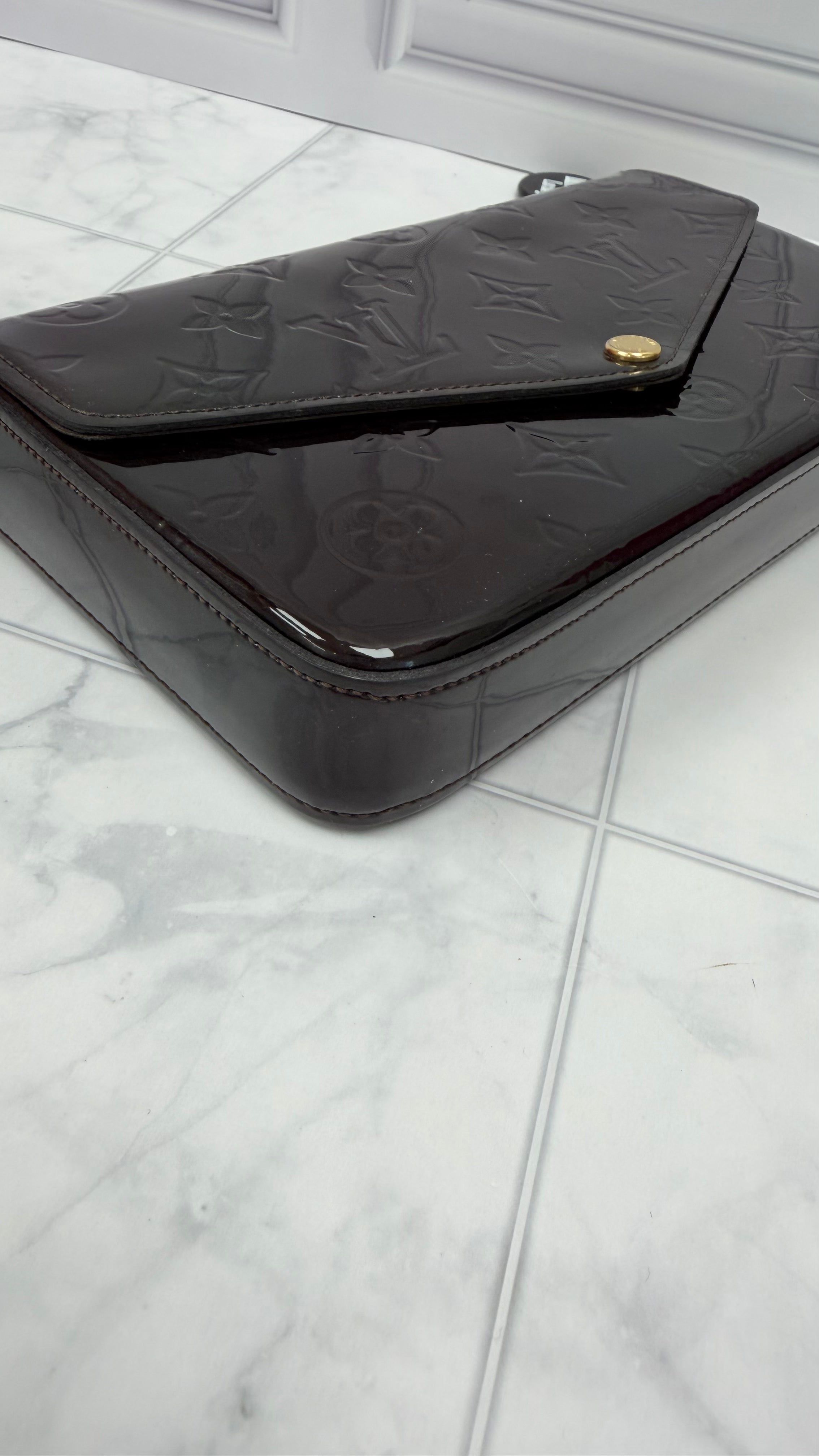 *DONS DROP* Louis Vuitton Dark Plum Monogram Vernis Felicie Pochette Crossbody