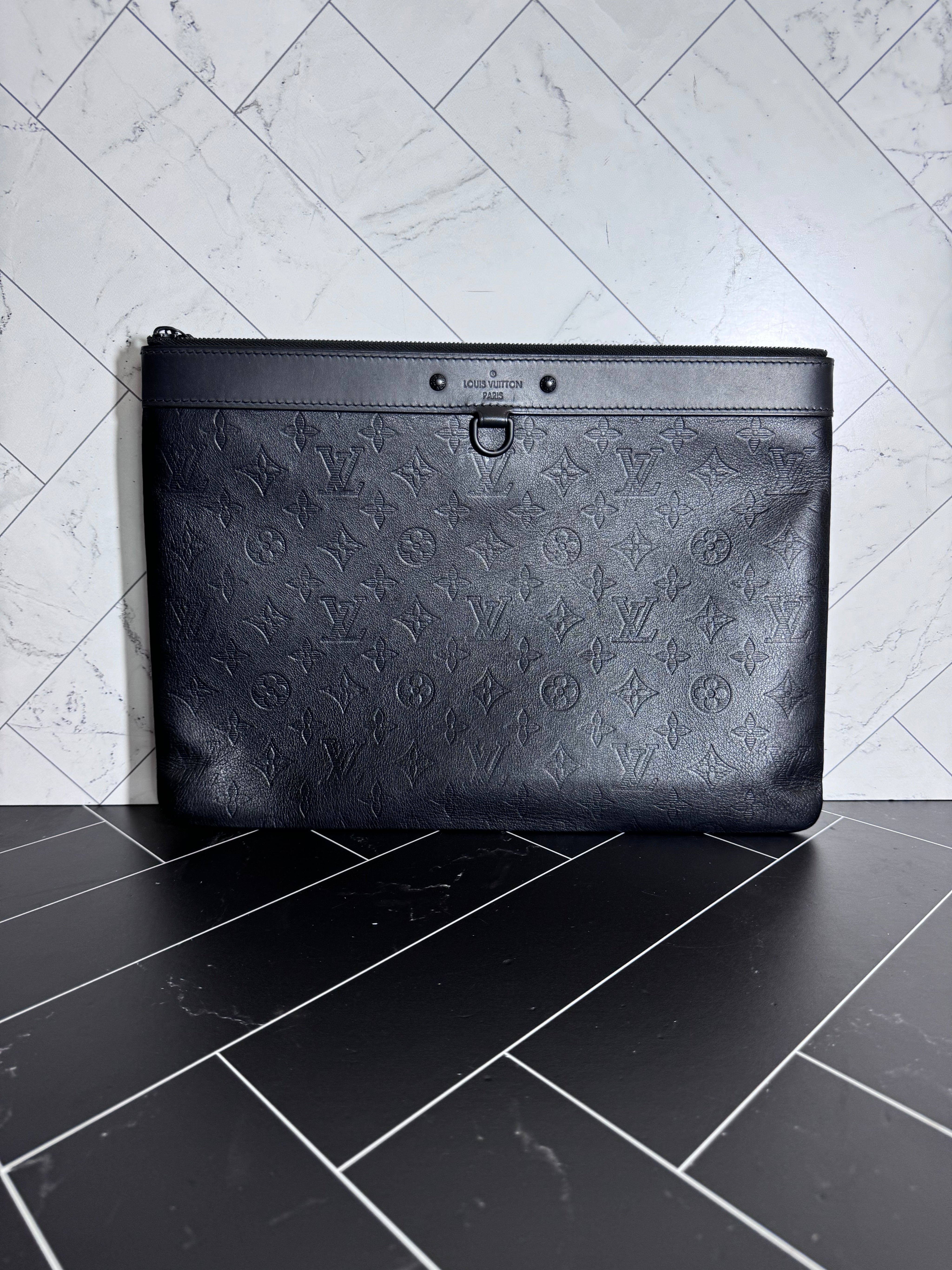 Louis Vuitton Black Shadow Leather Documents Pouch