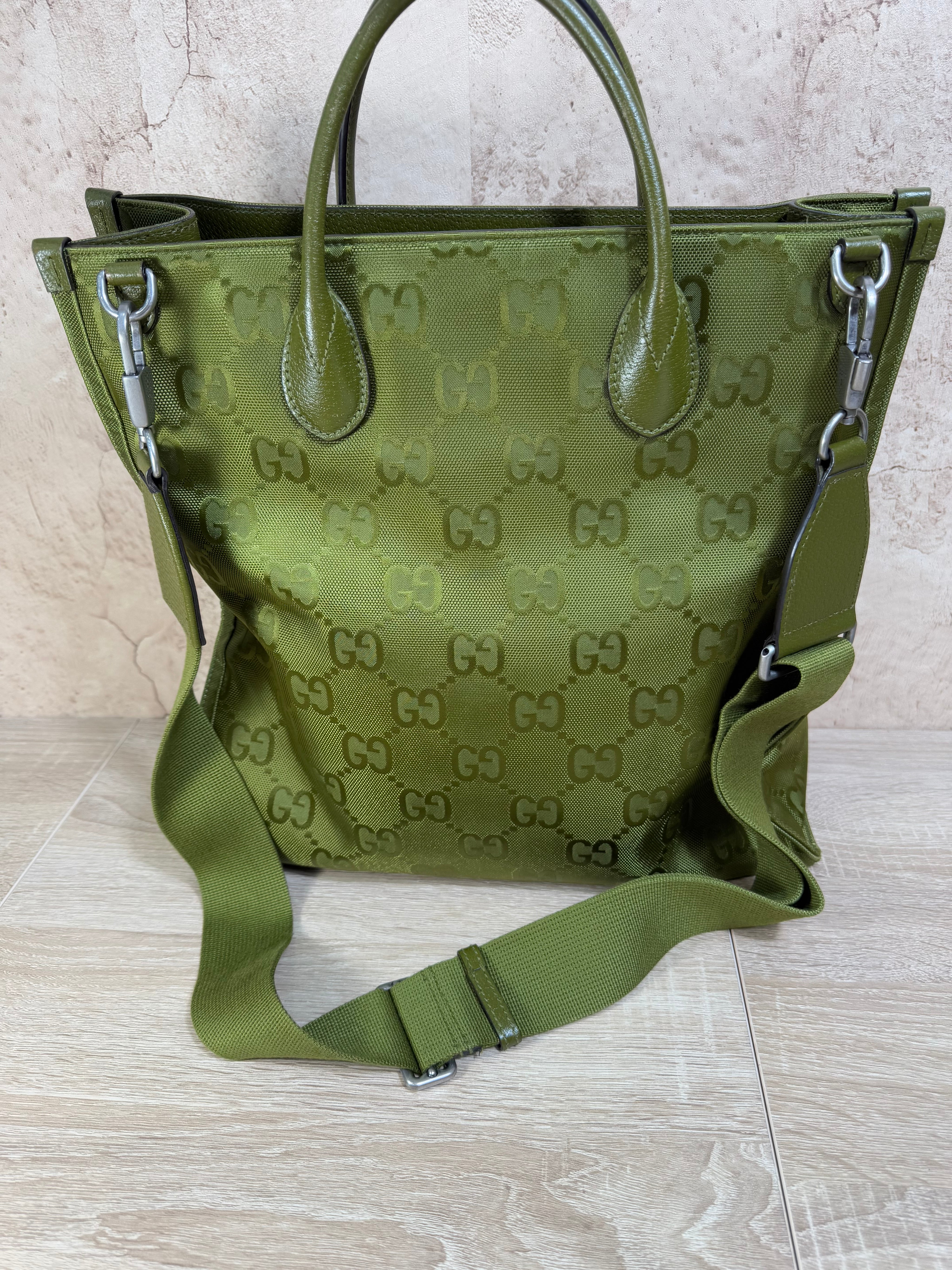 Gucci Green GG Econyl Off the Grid Tote Bag