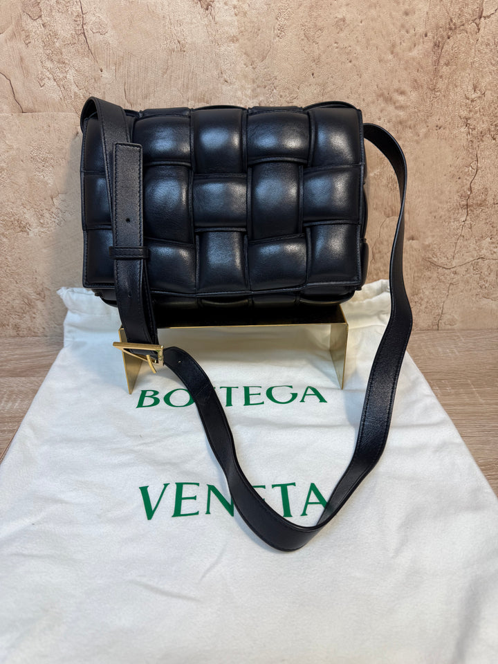 Bottega Veneta Black Leather Cassette Crossbody Bag