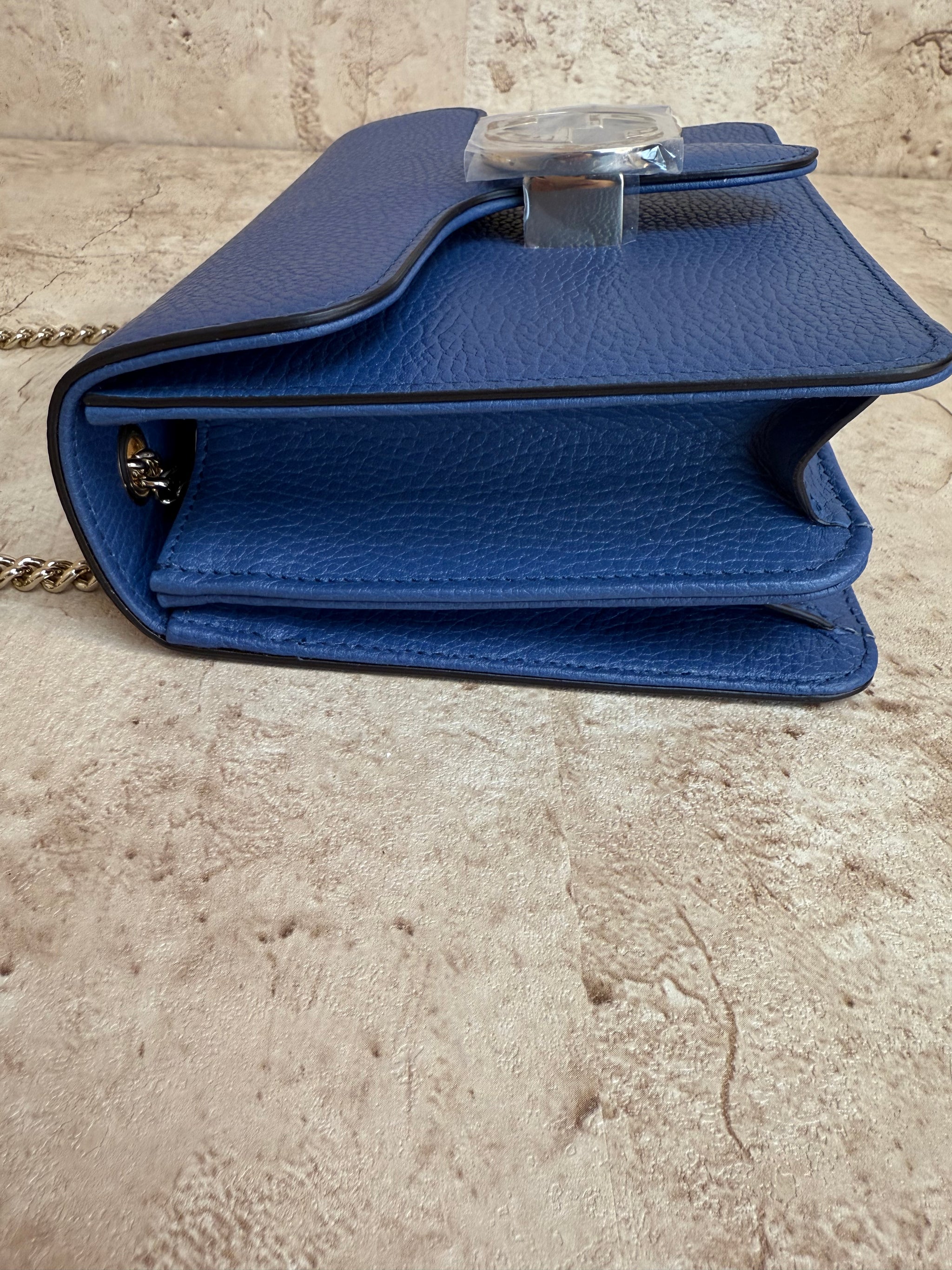 BRAND NEW- Gucci Interlocking G Blue Leather Crossbody Bag