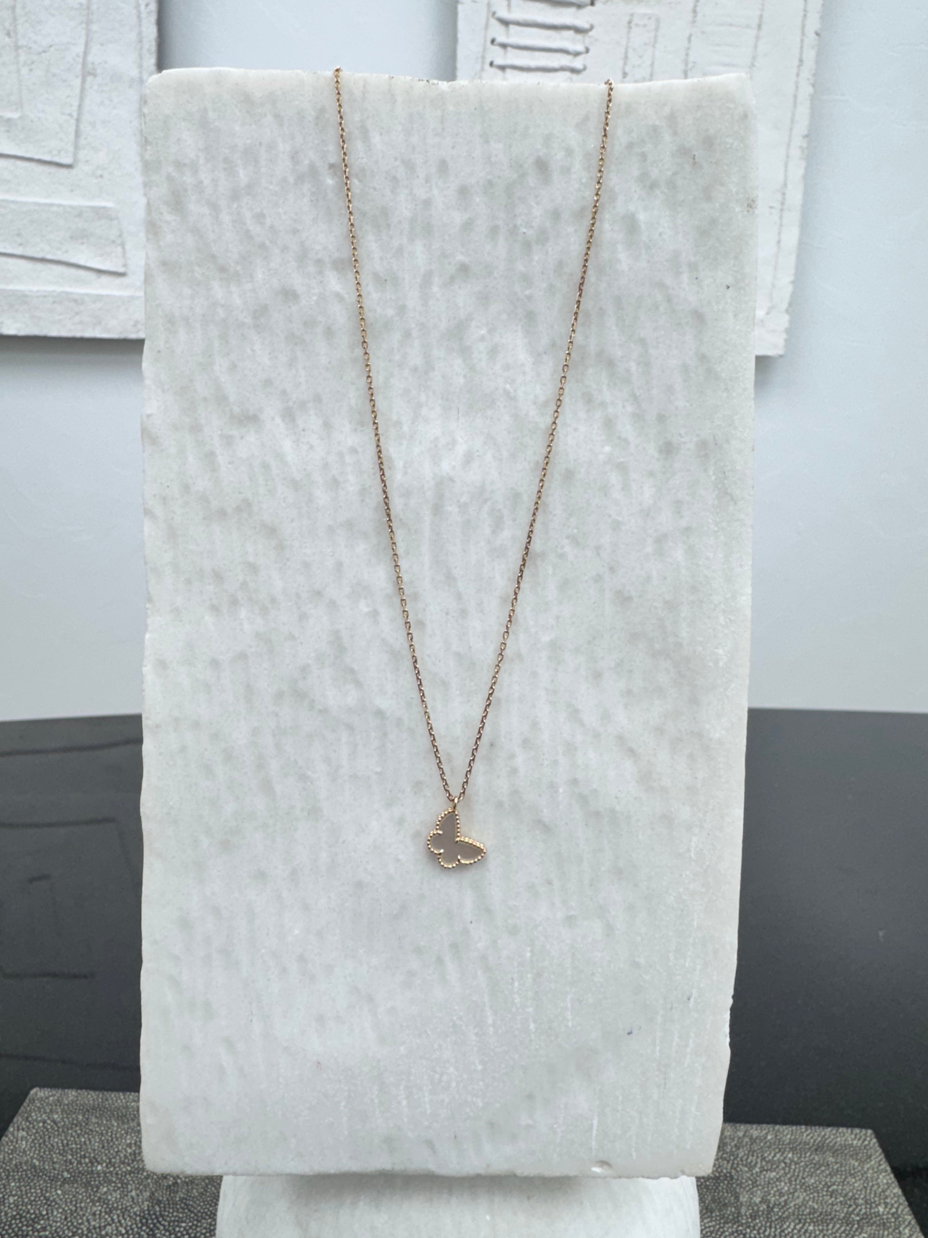LIKE NEW - Van Cleef & Arpels Gold Sweet Alhambra Butterfly Pendant Necklace