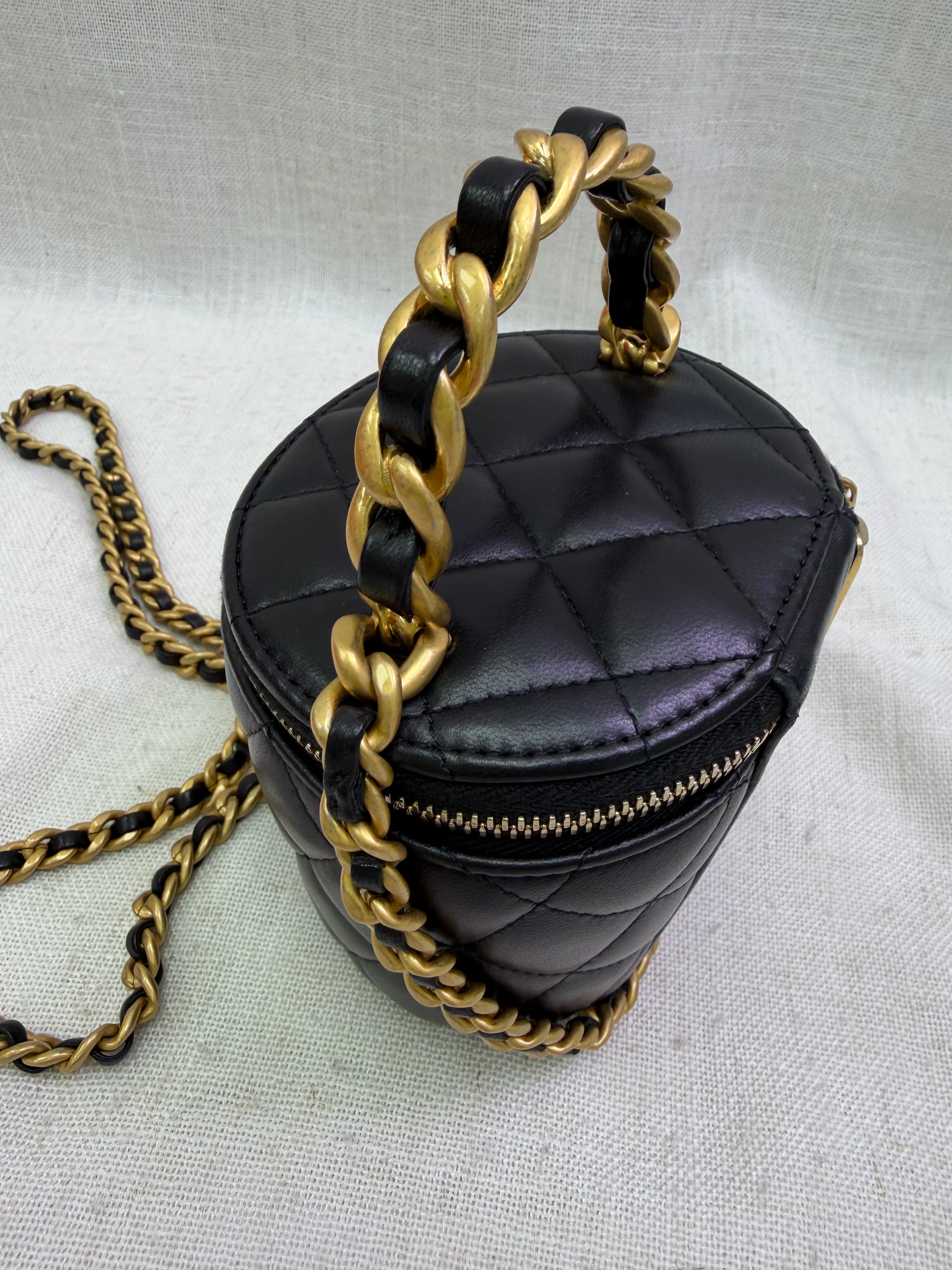 LIKE NEW- Chanel Black Quilted Lambskin Afternoon Tea Top Handle Bag