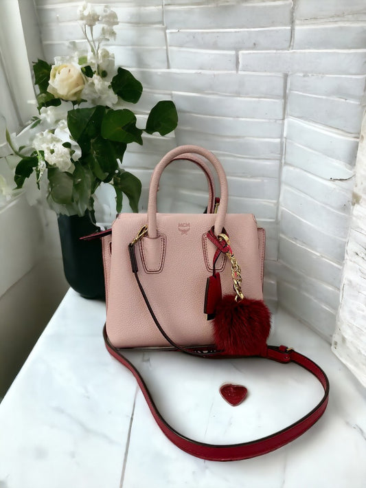 MCM Light Pink Leather Crossbody Bag