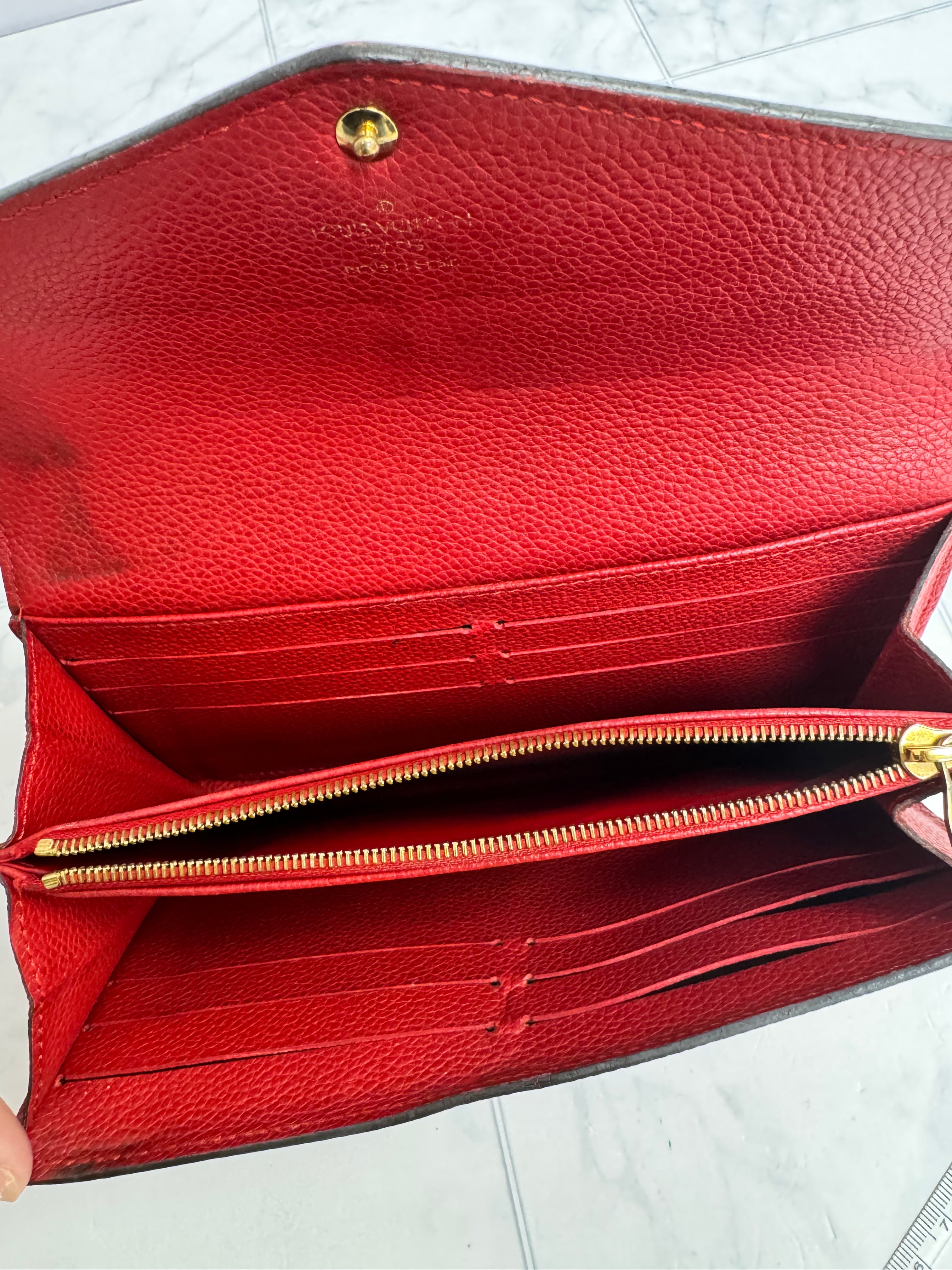 Louis Vuitton Red Monogram Empreinte Sarah Wallet