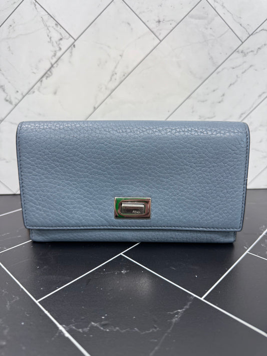 Fendi Blue Leather 2 Way Wallet