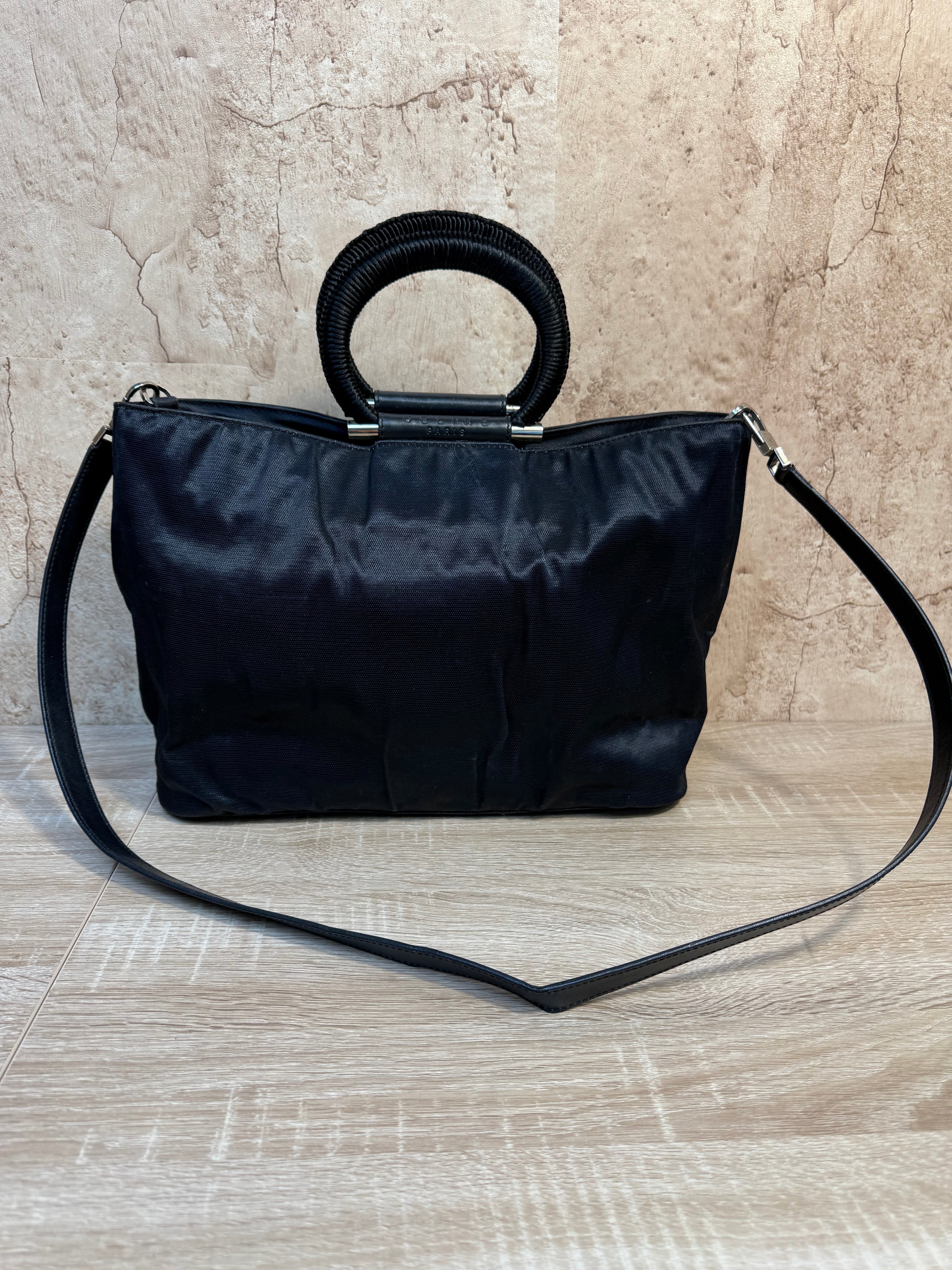 Celine Black Canvas Top Handle 2way Tote