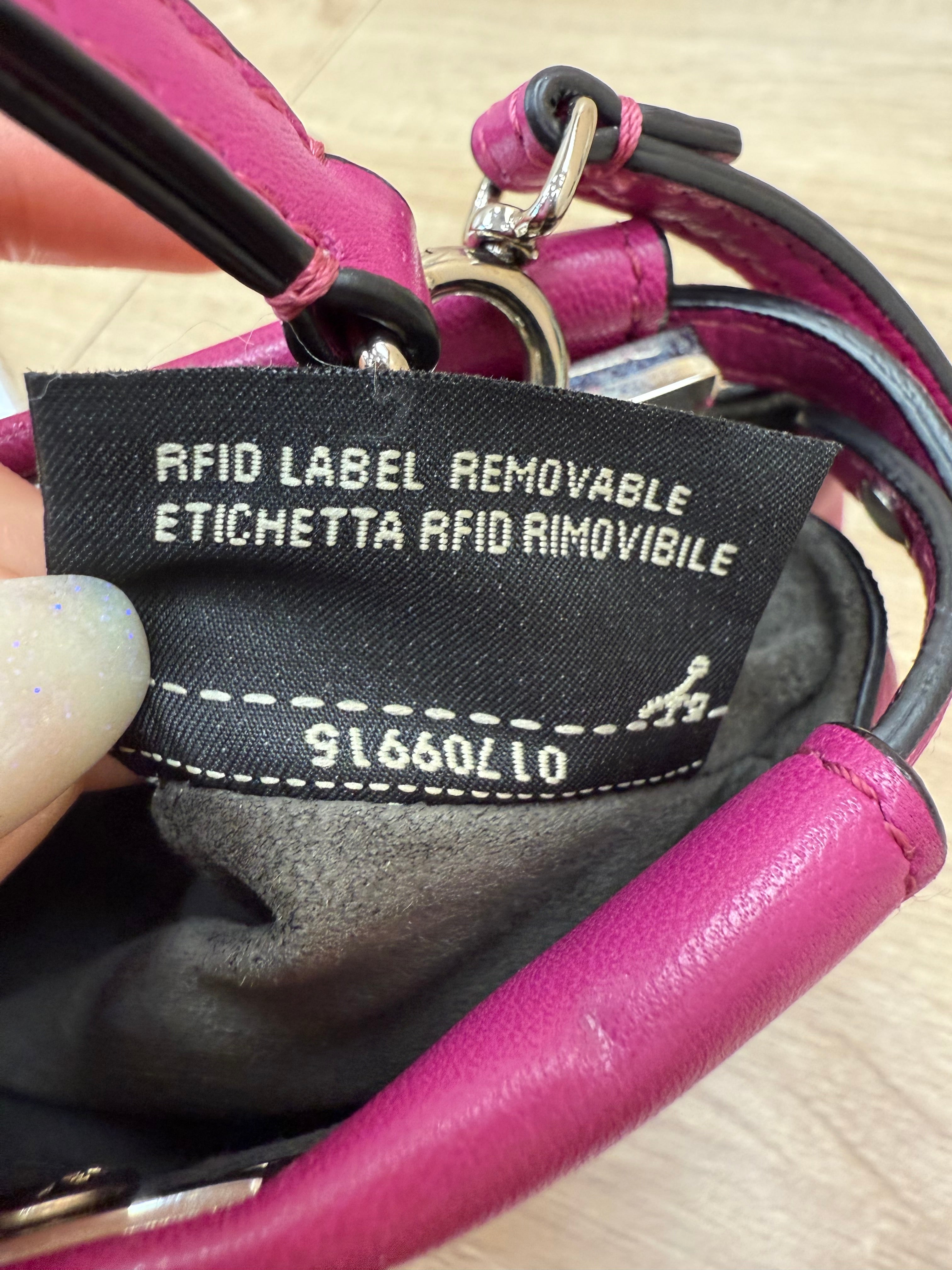 Fendi Magenta Leather Micro Peekaboo Tote Bag