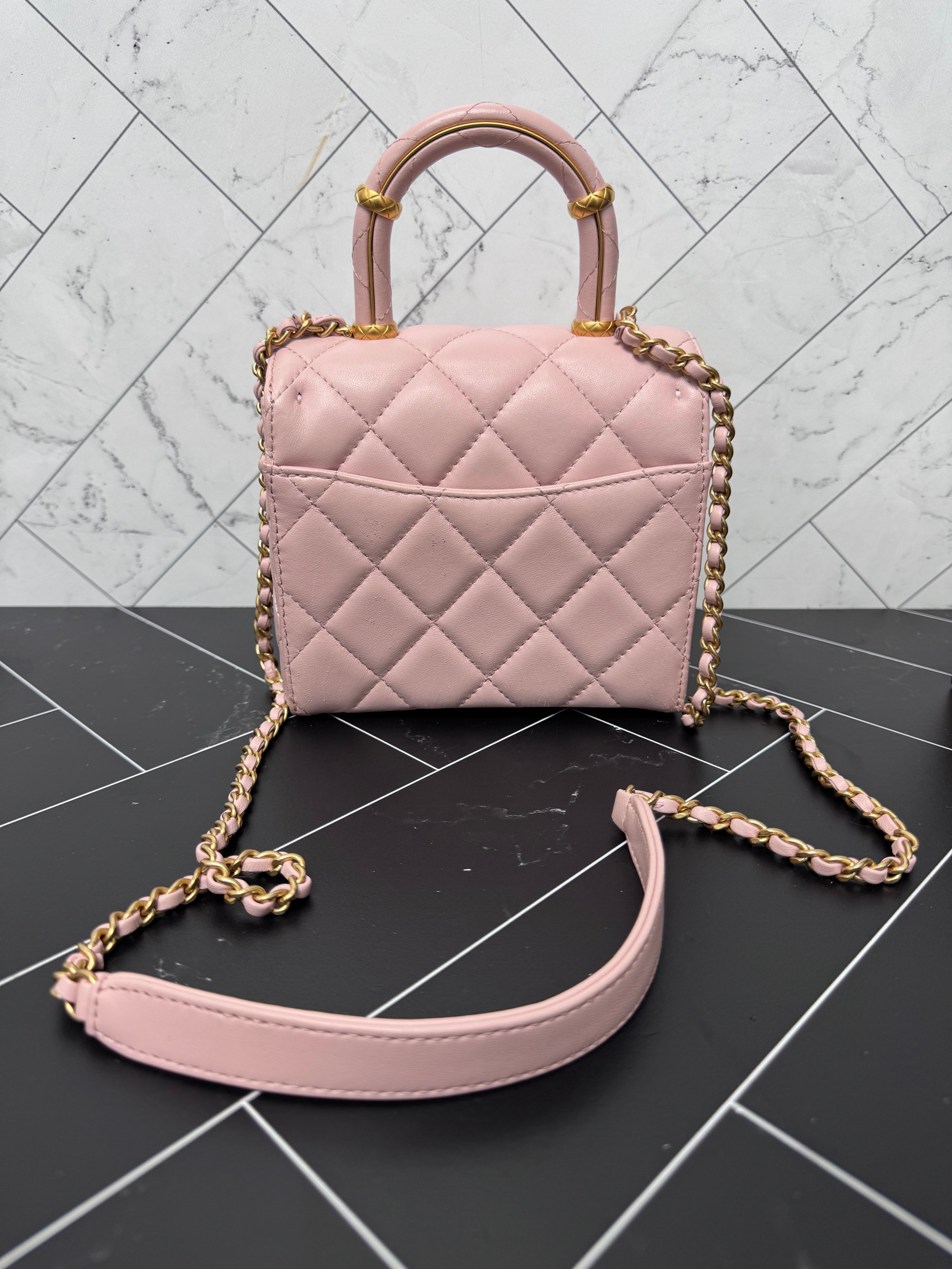 Chanel Pink Mini Square Top Handle Bag