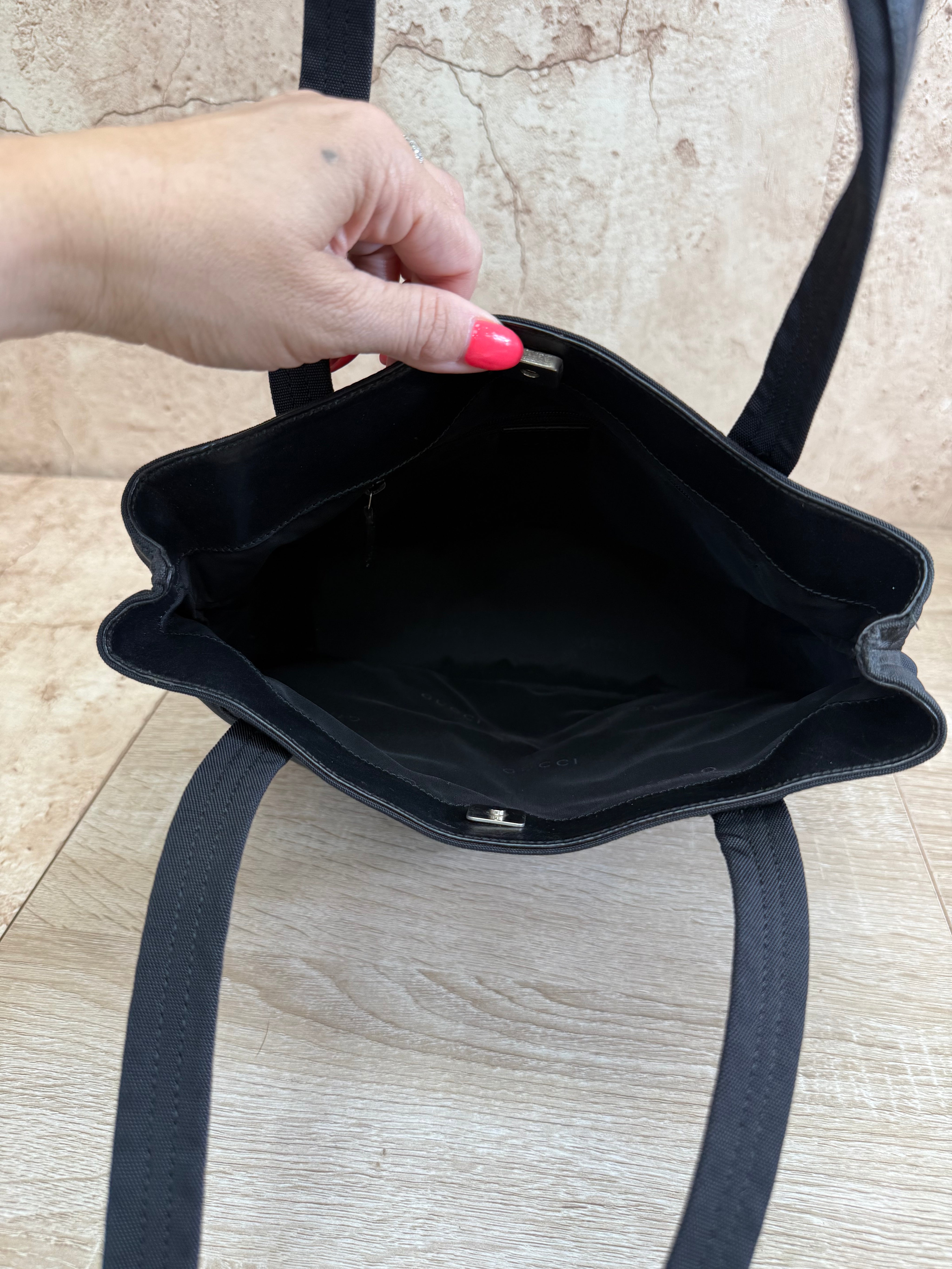 Gucci Black Canvas Tote Bag