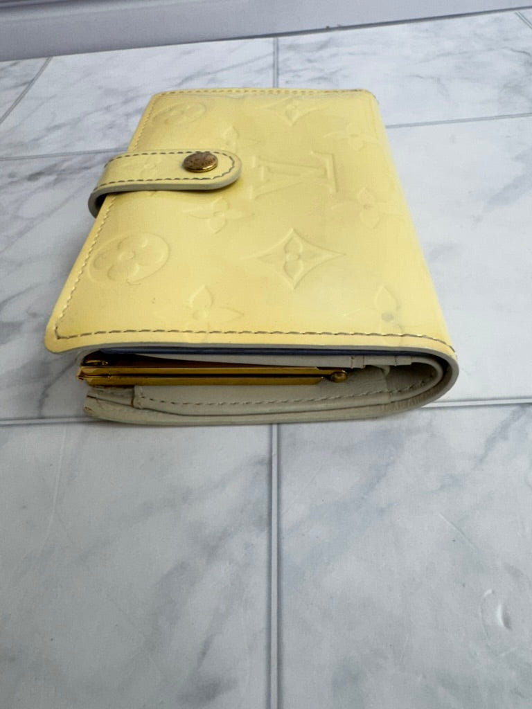 Louis Vuitton Yellow Vernis Leather French Purse Compact Wallet