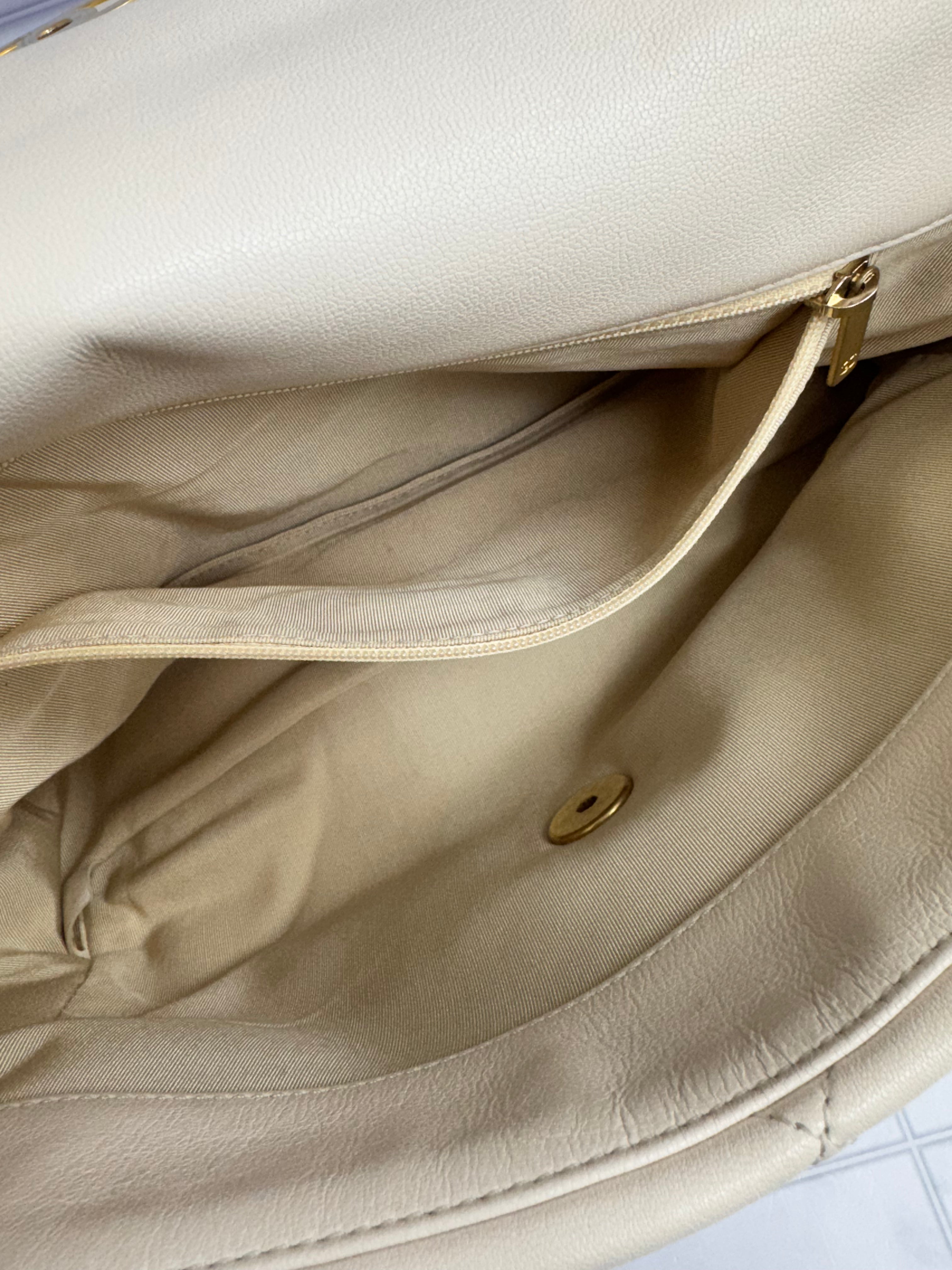 Chanel Beige Quilted Chanel 19 Large Flap Bag