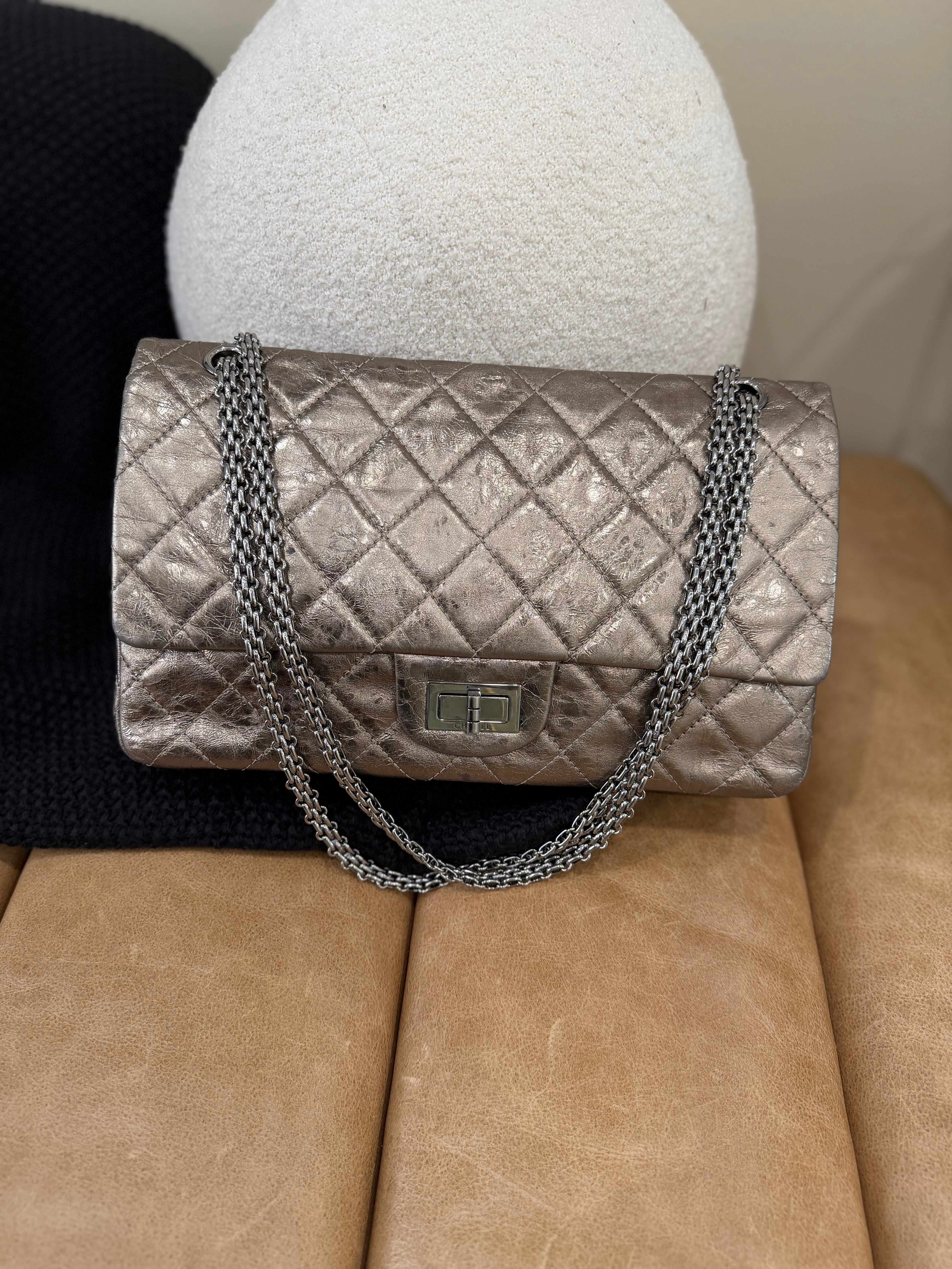 Chanel Metallic Bronze Aged Calfskin 2.55 Reissue Flap Bag