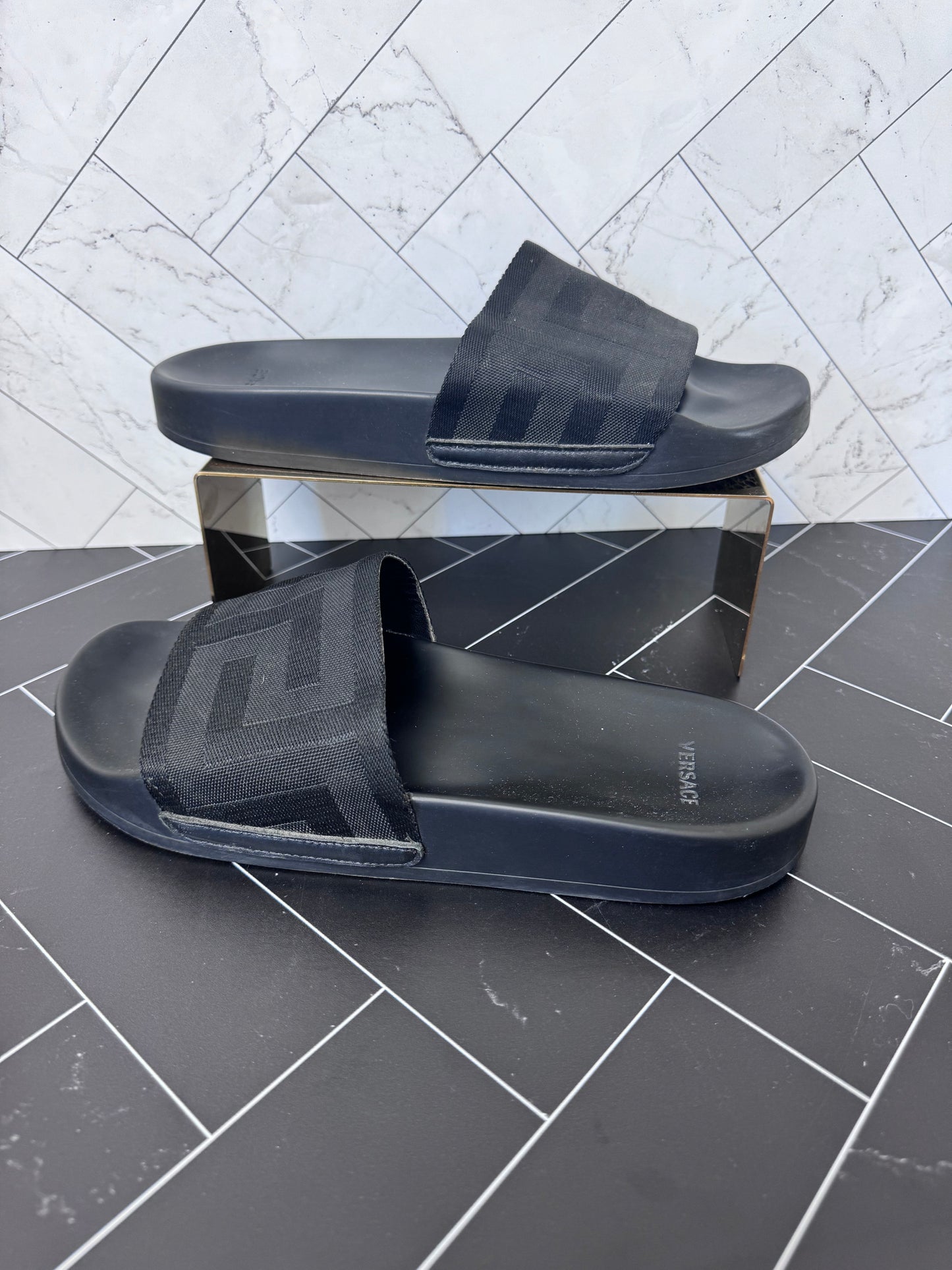 Versace Black Unisex Slides Size 41