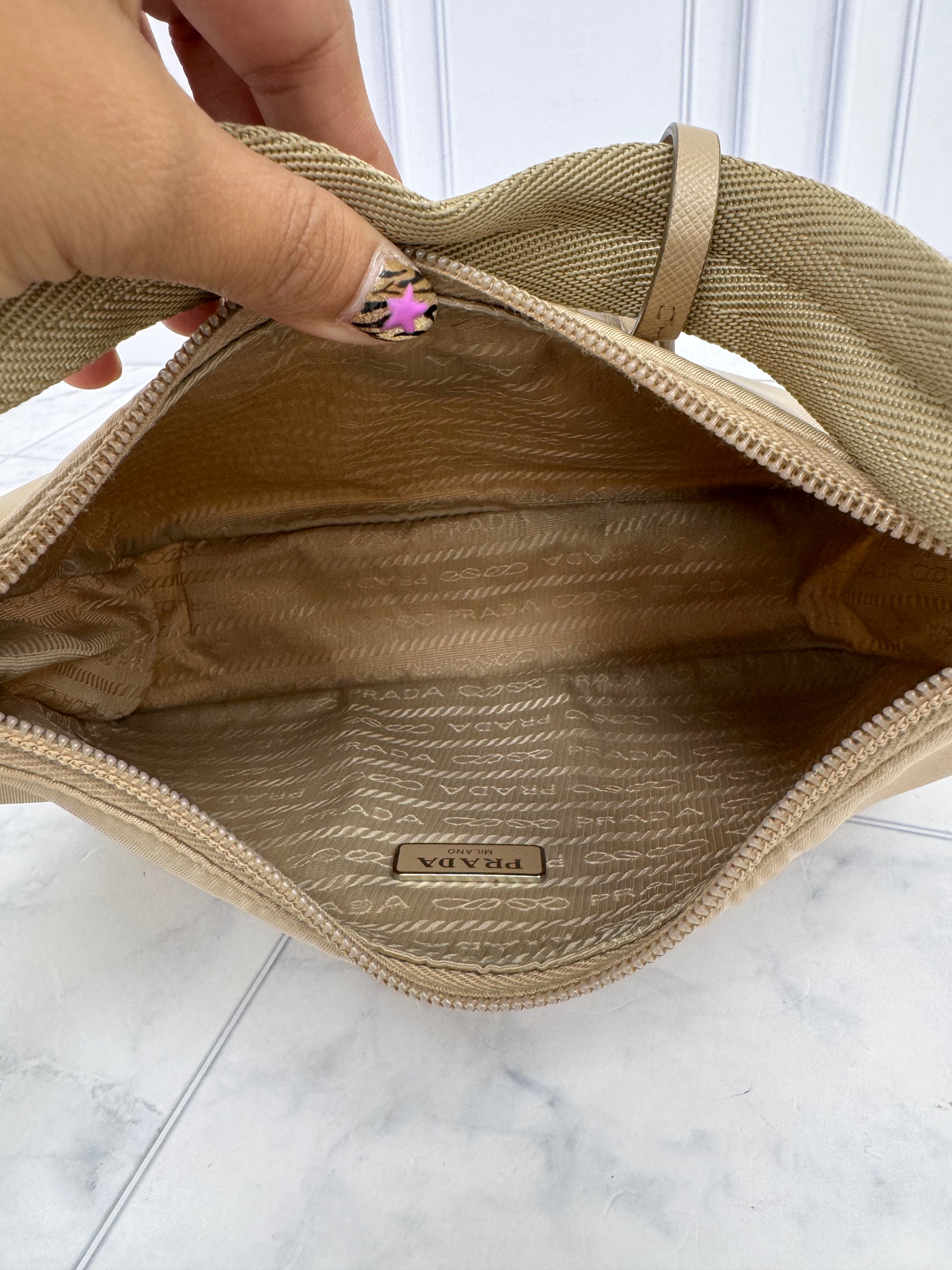 Prada Beige Nylon Re-Edition 2000 Nylon Shoulder Bag