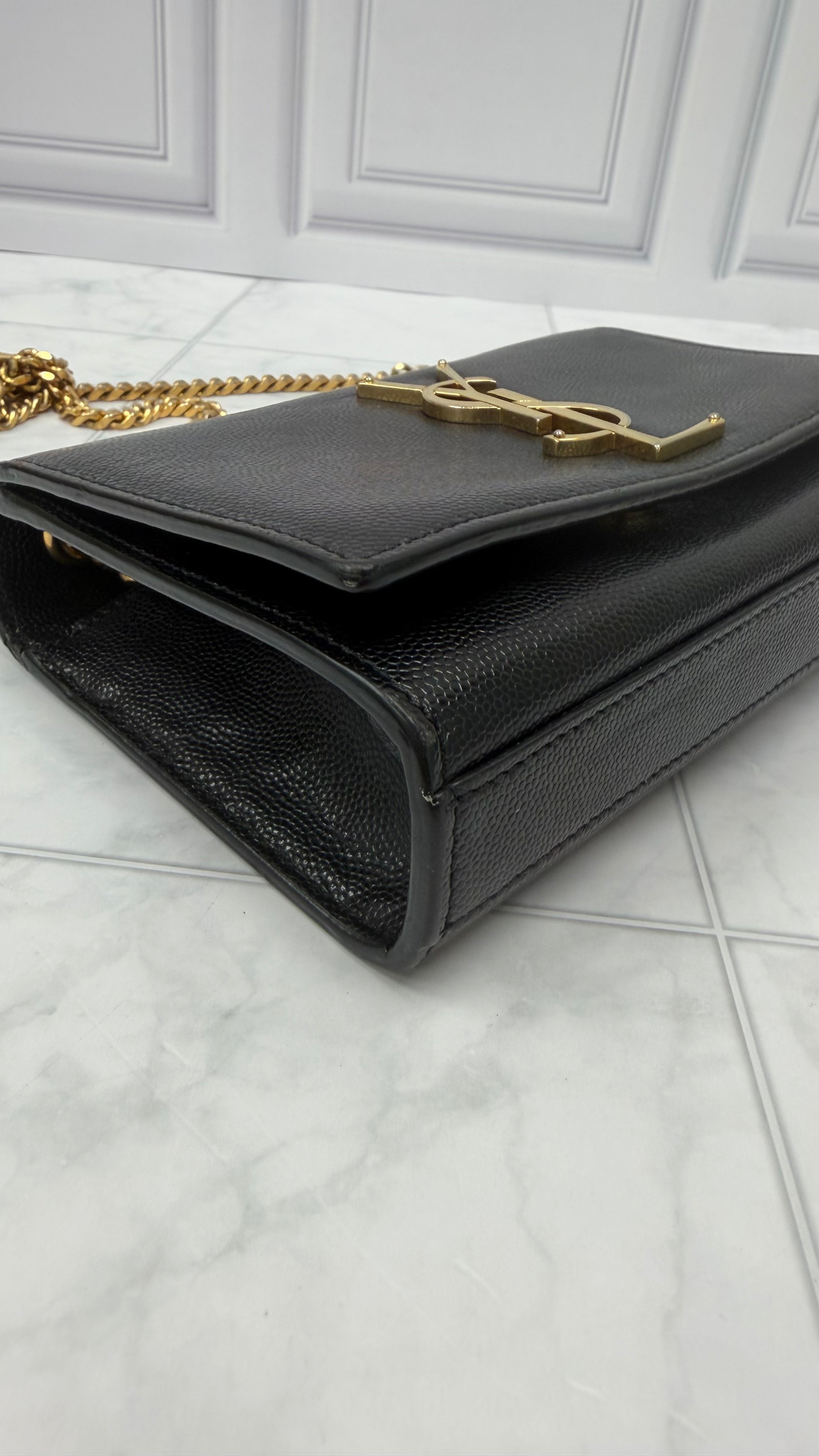 *DONS DROP* Saint Laurent YSL Black Pebbled Leather Kate Crossbody
