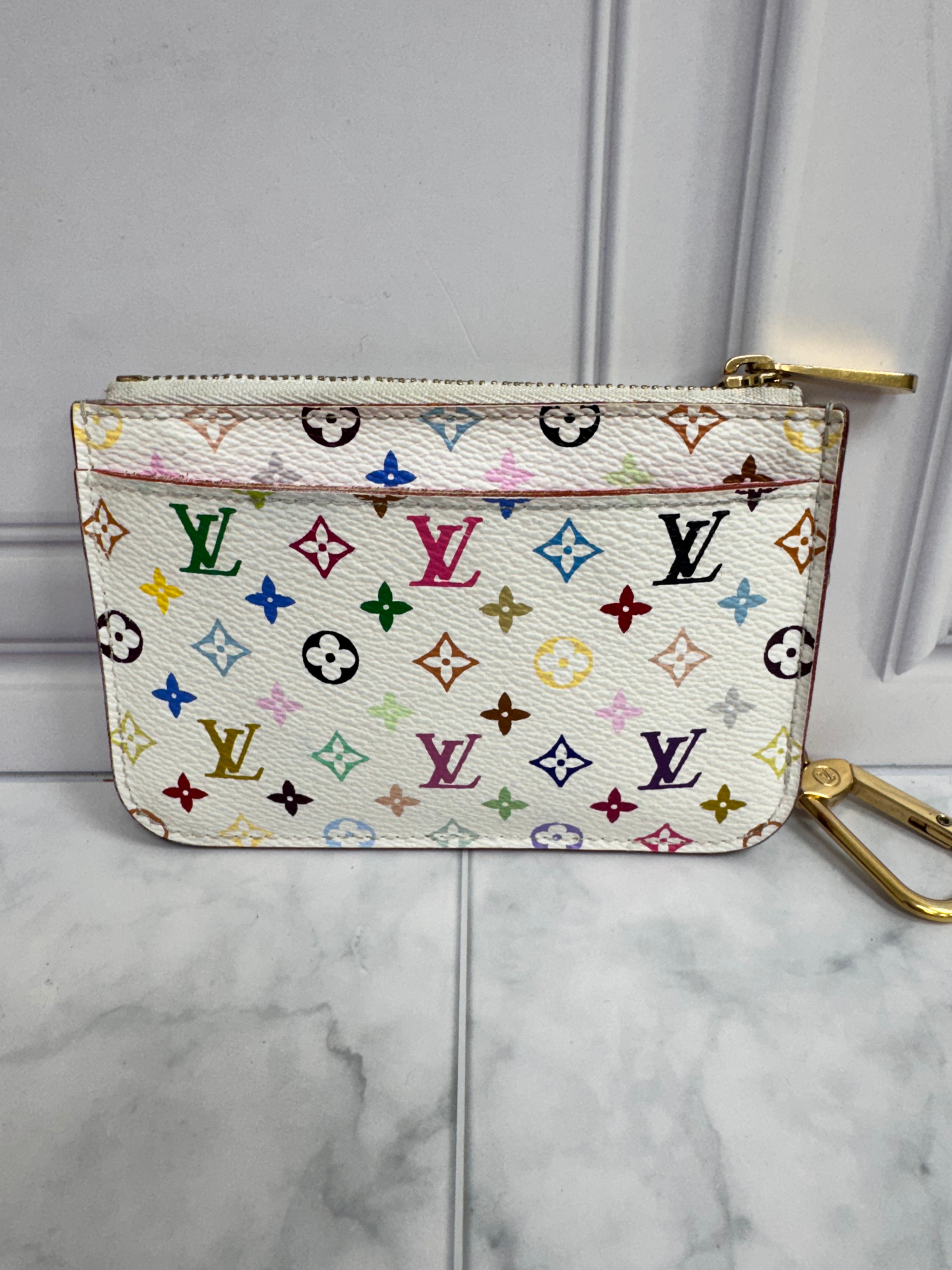 Louis Vuitton White Multicolor Pochette Key Cles