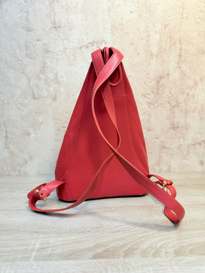 Loewe Red Leather Anton Shoulder Sling Bag Backpack