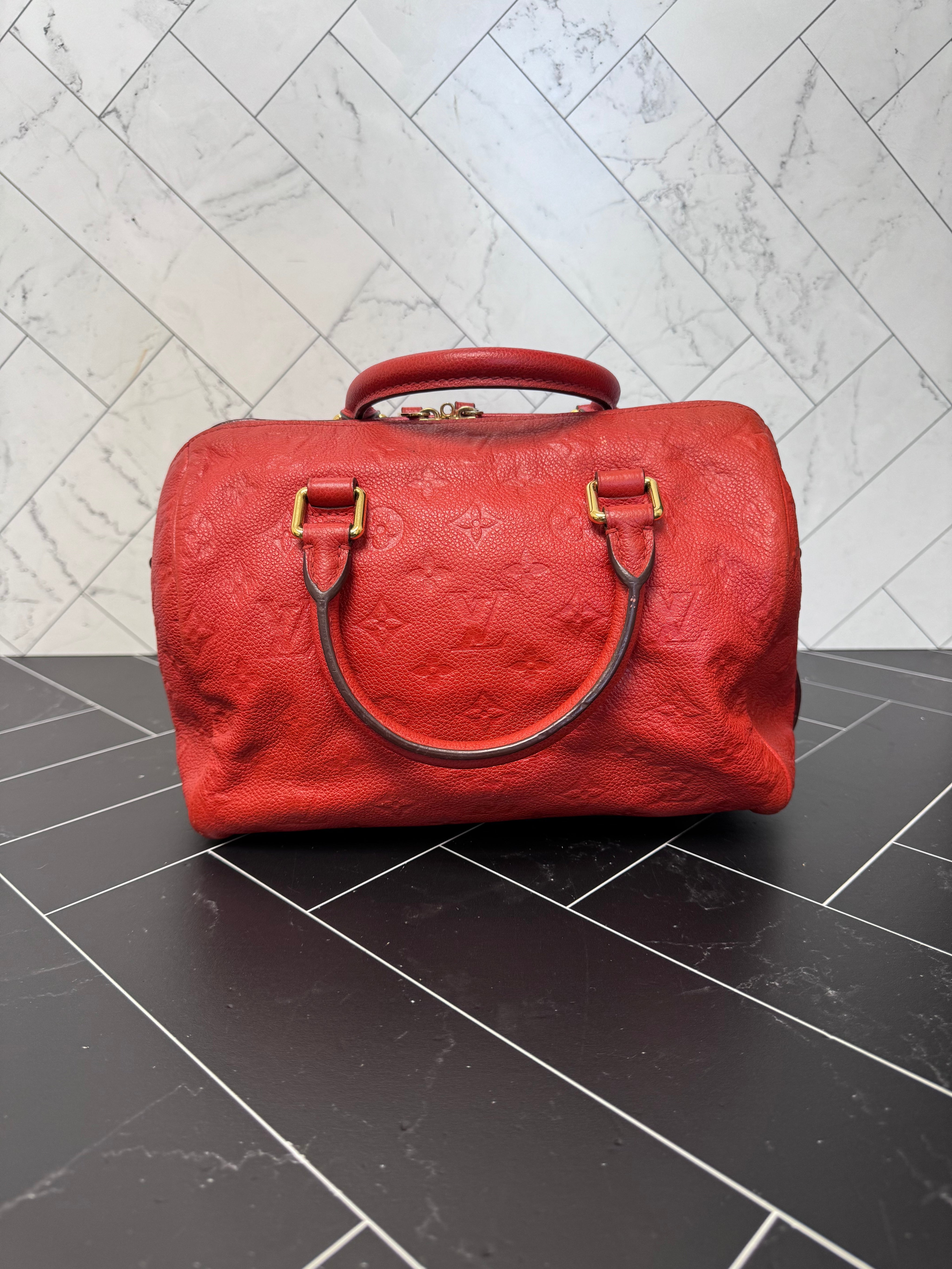 Louis Vuitton Red Empreinte Speedy 25 Bandouliere no strap