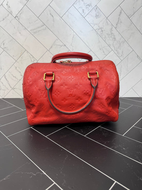 Louis Vuitton Red Empreinte Speedy 25 Bandouliere no strap