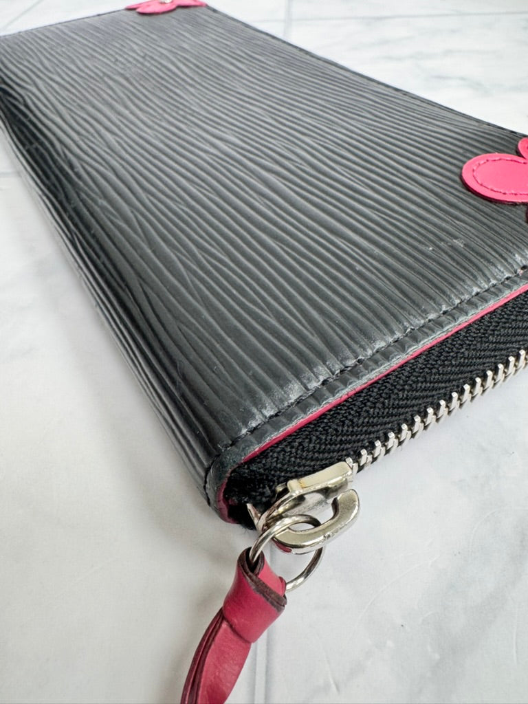 Louis Vuitton Black Epi Blooming Corners Zippy Wallet