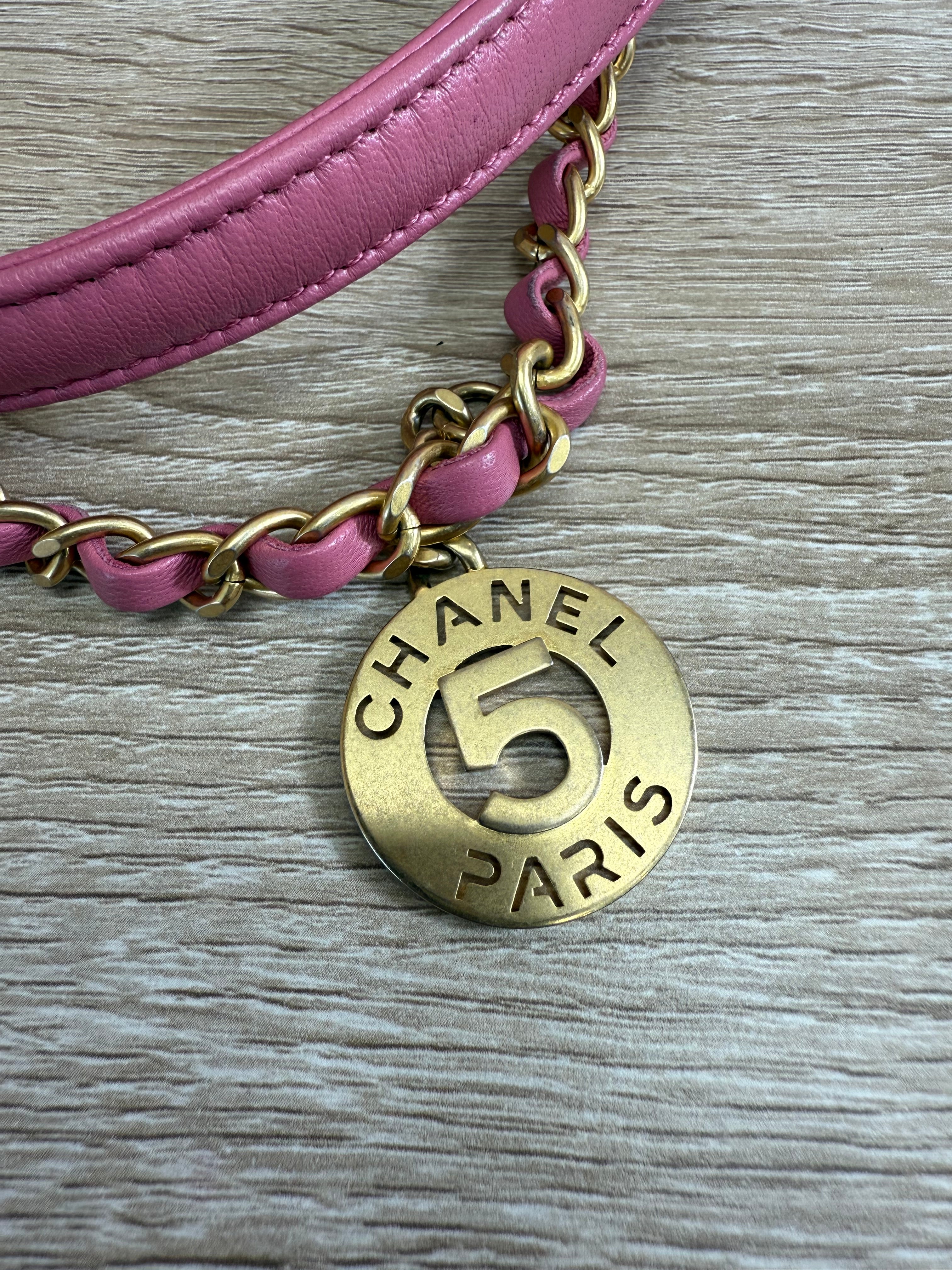 Chanel Pink Velvet Wavy Hobo Bag