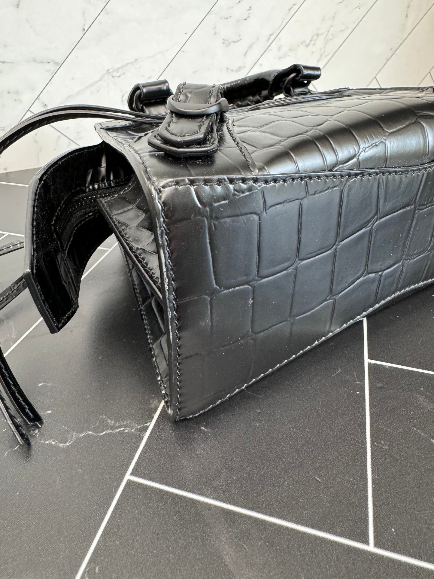 Balenciaga Black Mini Croc 2Way Bag