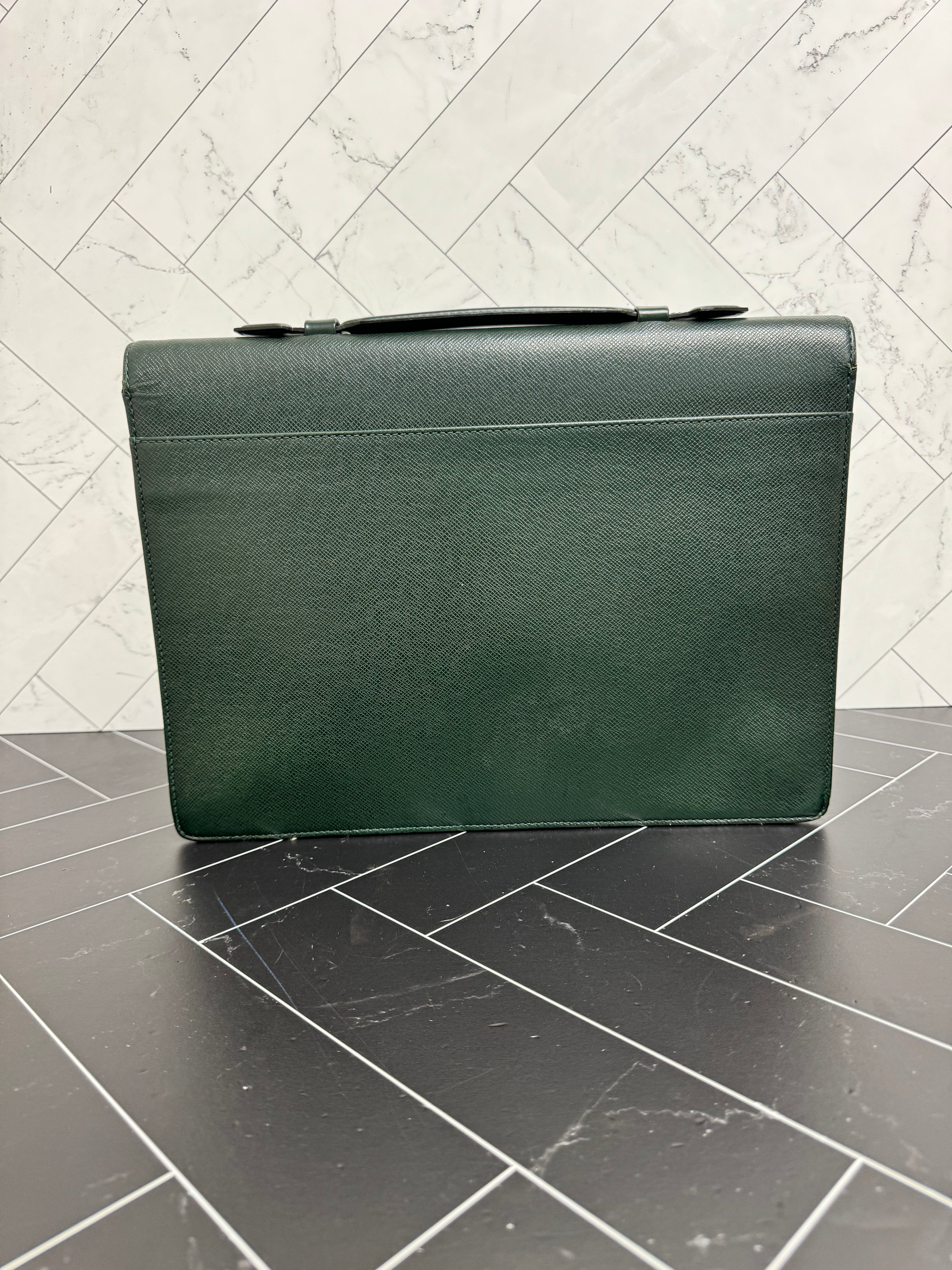 Louis Vuitton Green Taiga Leather Briefcase