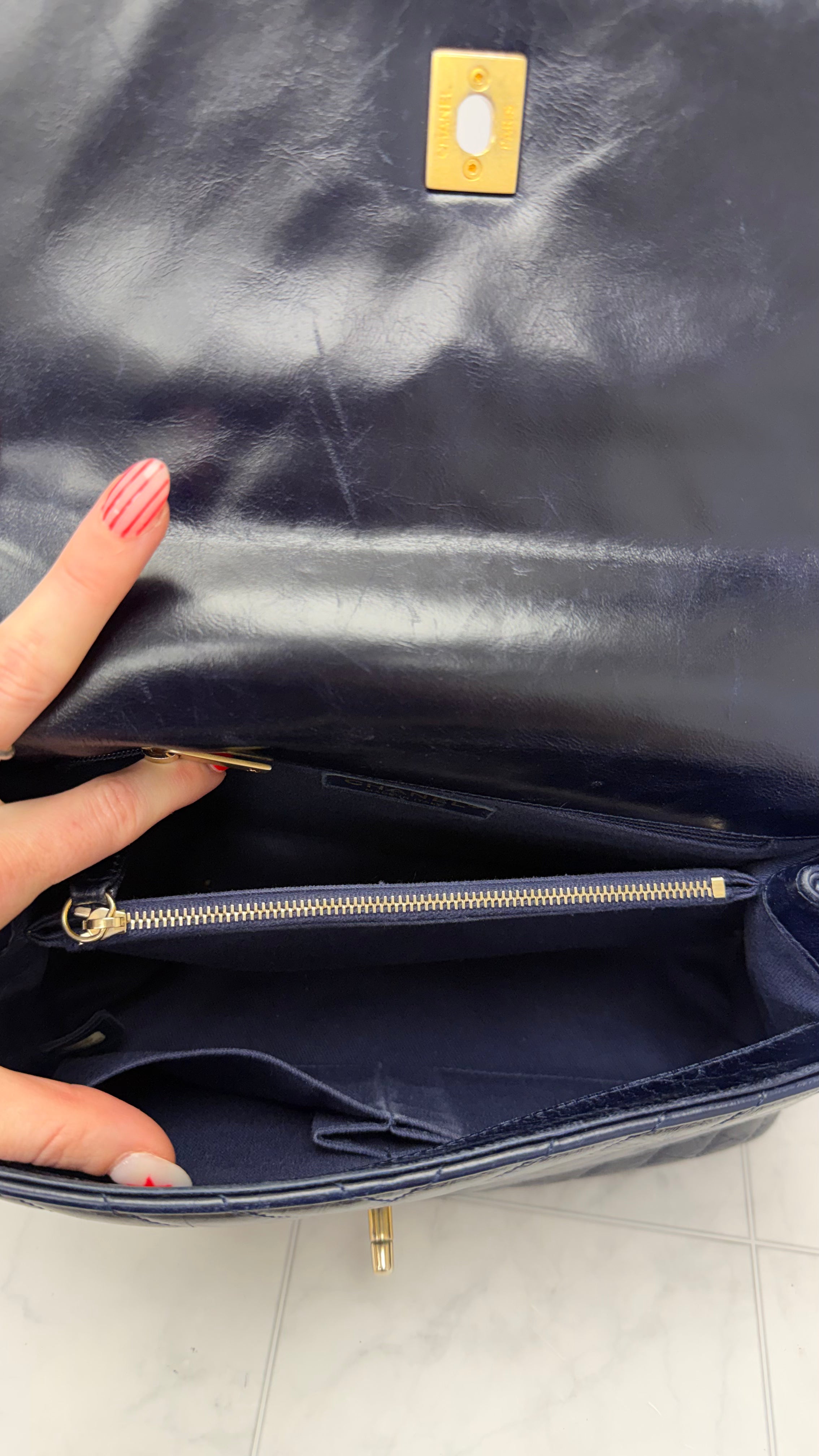 *DONS DROP* Chanel Blue Chevron Quilted Leather Coco Top Handle Bag